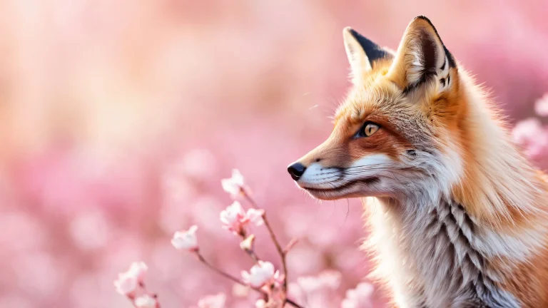 A fox standing on a pristine void background with soft pastel colors and radiant lighting for desktop/pc use.