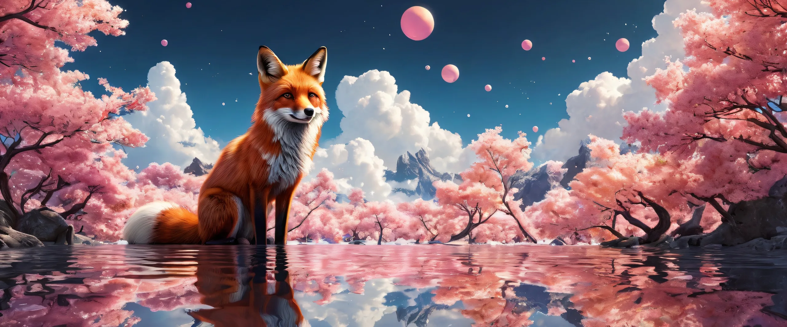 Ultra HD Ethereal Voidscape Masterpiece Wallpaper A stunning desktop wallpaper of Foxy in a vast, pure void with ethereal lighting for Desktop/PC.