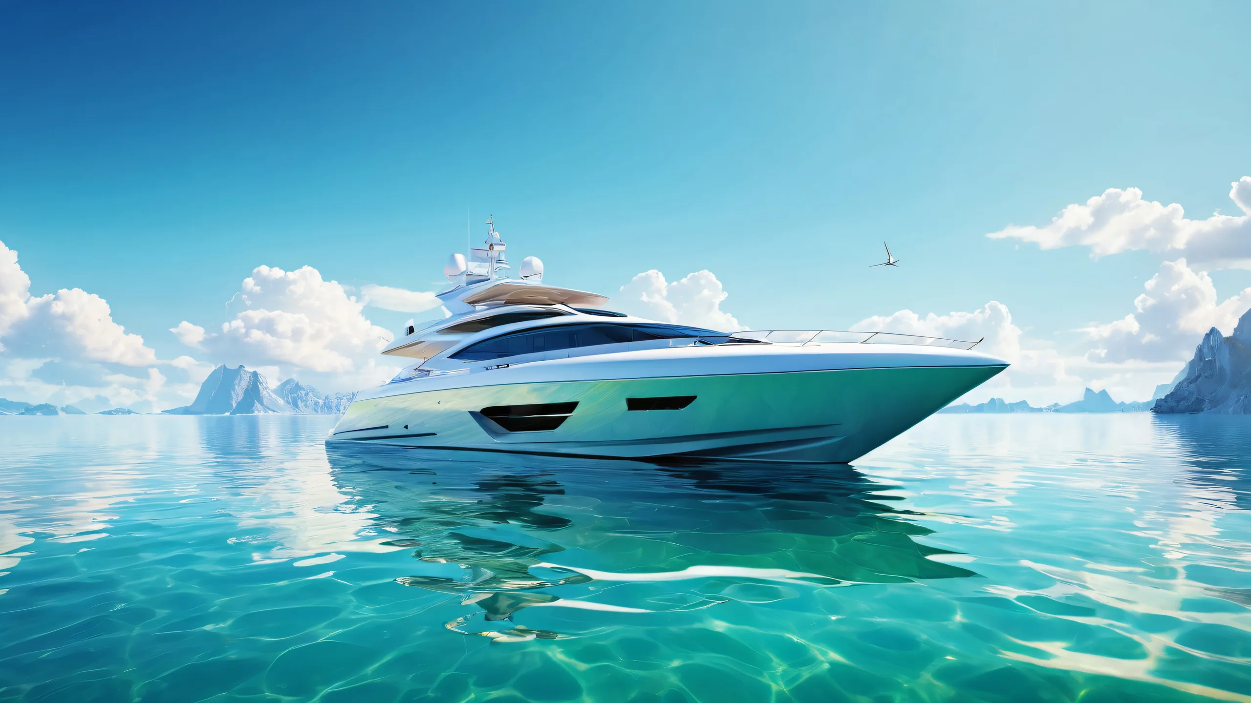 A stunning boat on a vast pure void desktop for PC and Mac