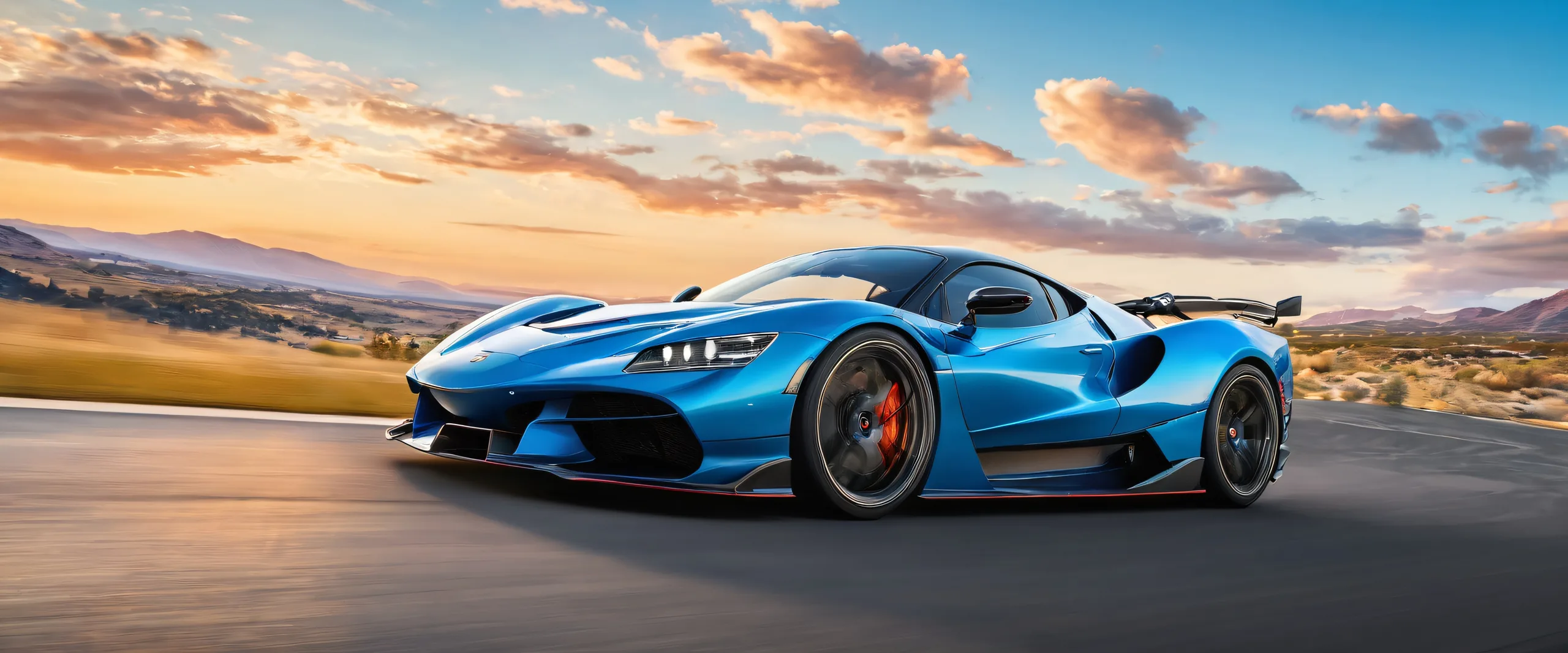 Desktop/PC wallpaper of a car driving in Forza Horizon 5 with a blue sky and clouds, perfect for screen readers.