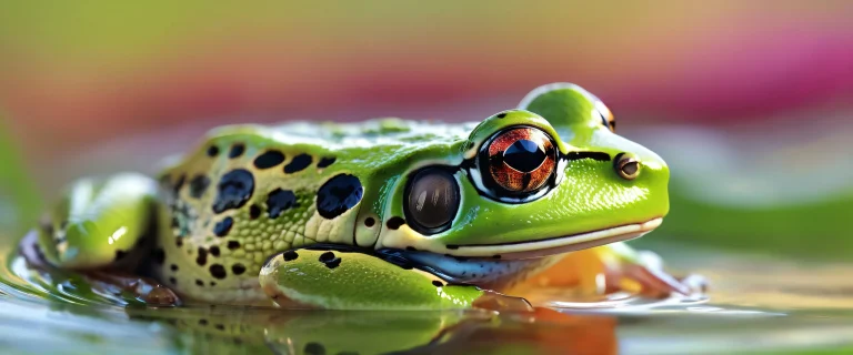 A breathtaking desktop wallpaper featuring a frog set against a vast pure void with extreme depth of field and ethereal lighting, perfect for Desktop/PC users.