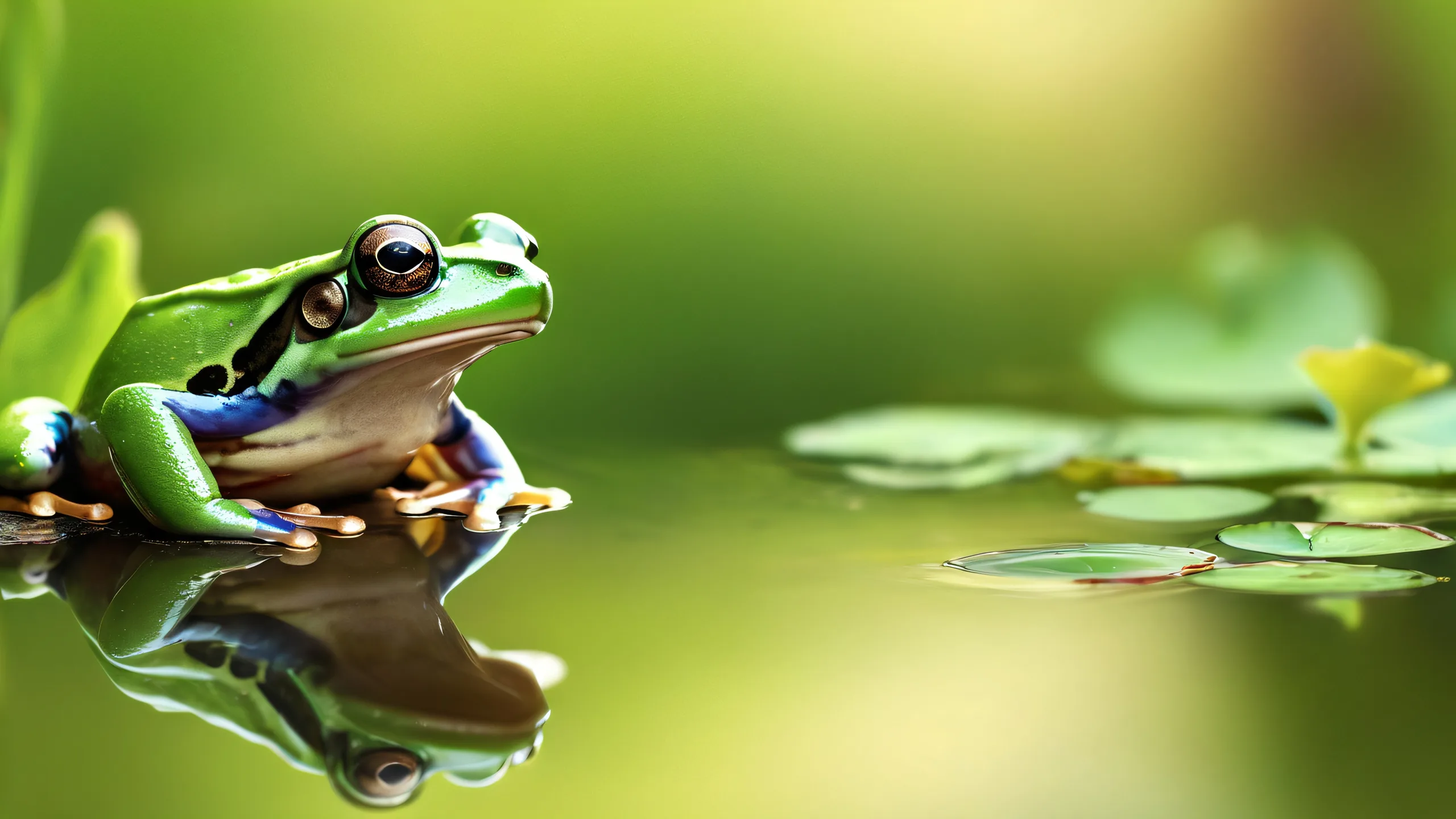 A majestic frog set against a vast, pure void, perfect for desktops and PCs.