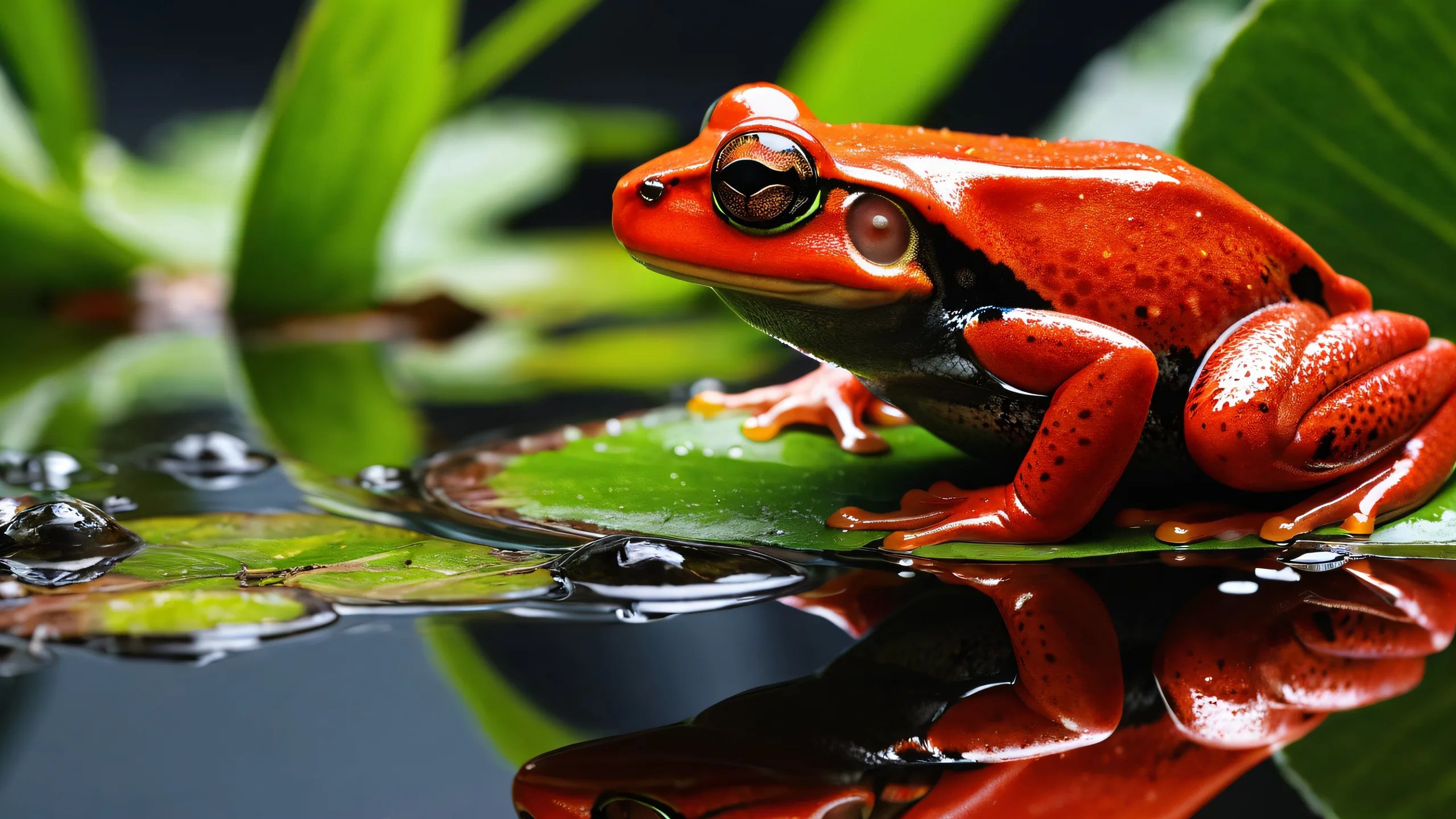 A stunning desktop wallpaper of a frog in a vast pure void with ethereal lighting and brilliant colors, perfect for your PC or Desktop.