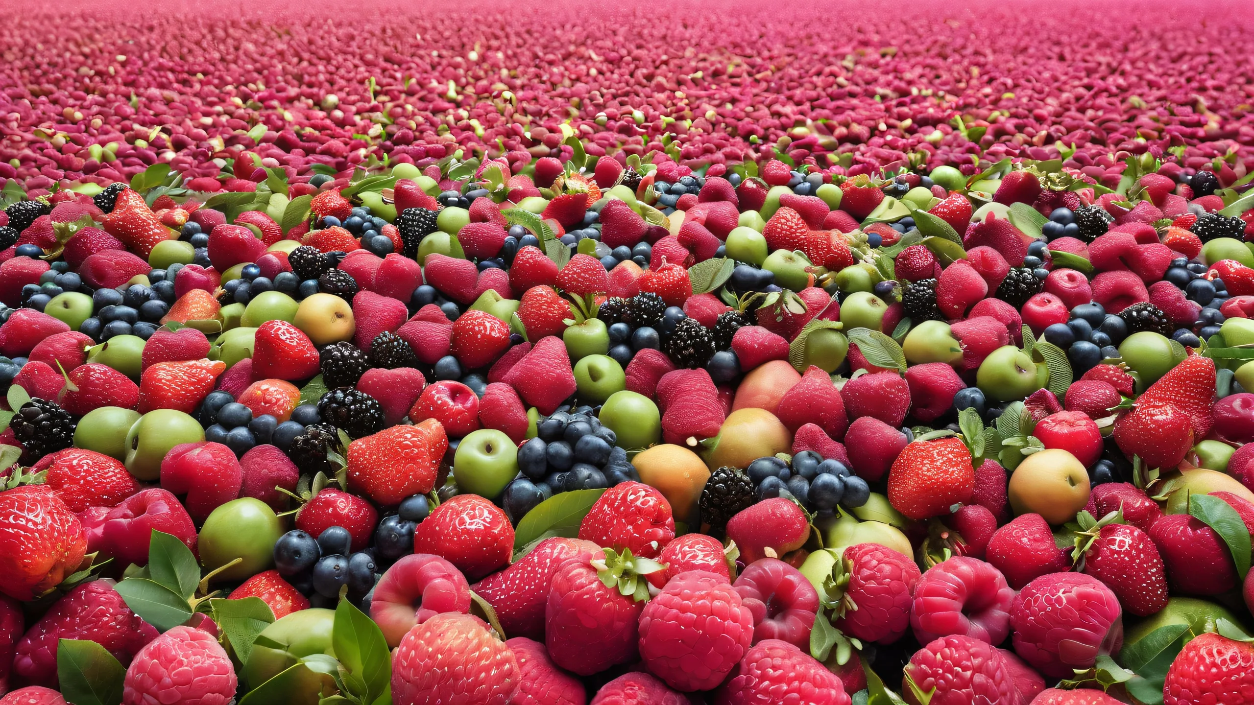 Desktop/PC background featuring a stunning fruit farm landscape with pristine clarity and ethereal lighting.