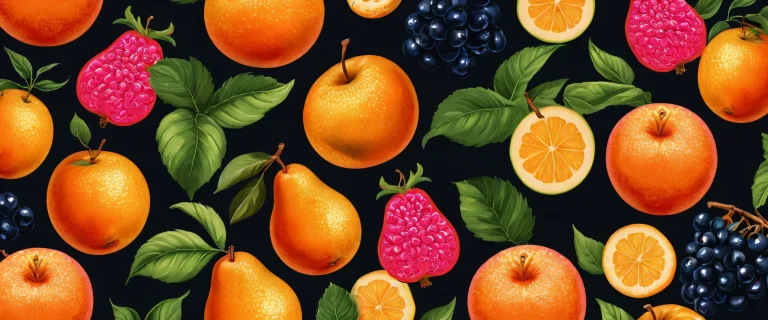 Breathtaking desktop wallpaper of giant fruit against a deep void, perfect for your PC or Desktop. Suitable for screen readers.