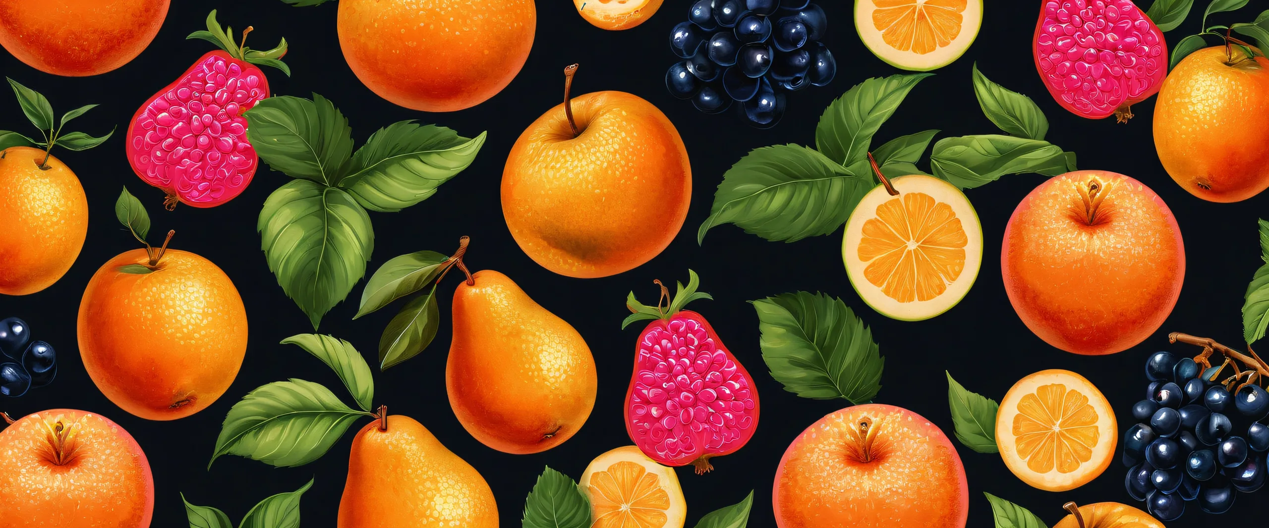 Breathtaking desktop wallpaper of giant fruit against a deep void, perfect for your PC or Desktop. Suitable for screen readers.