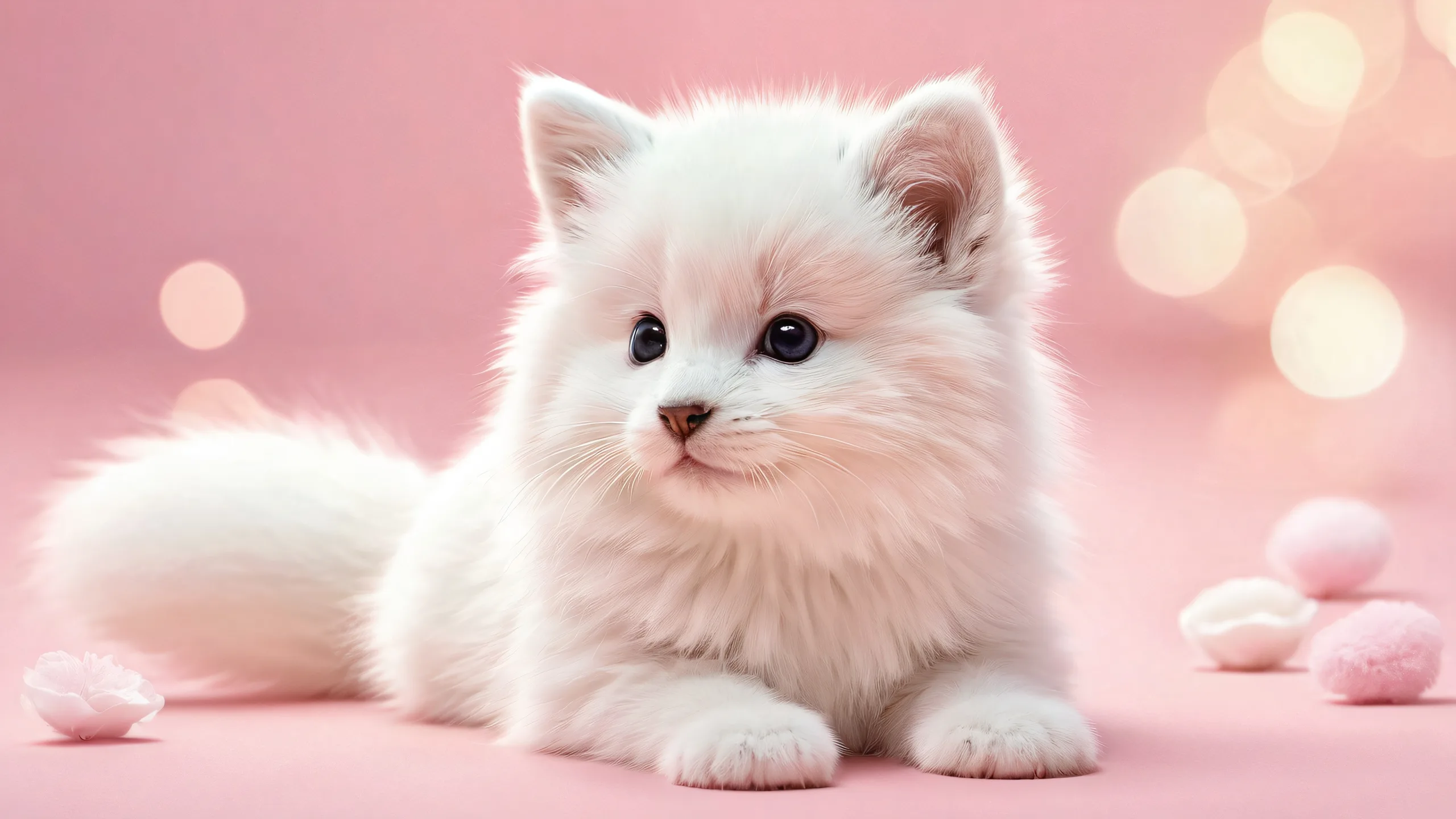 A serene and idyllic desktop scene featuring a cute animal amidst a vast, pure void with stunning depth of field, perfect for your Desktop/PC.