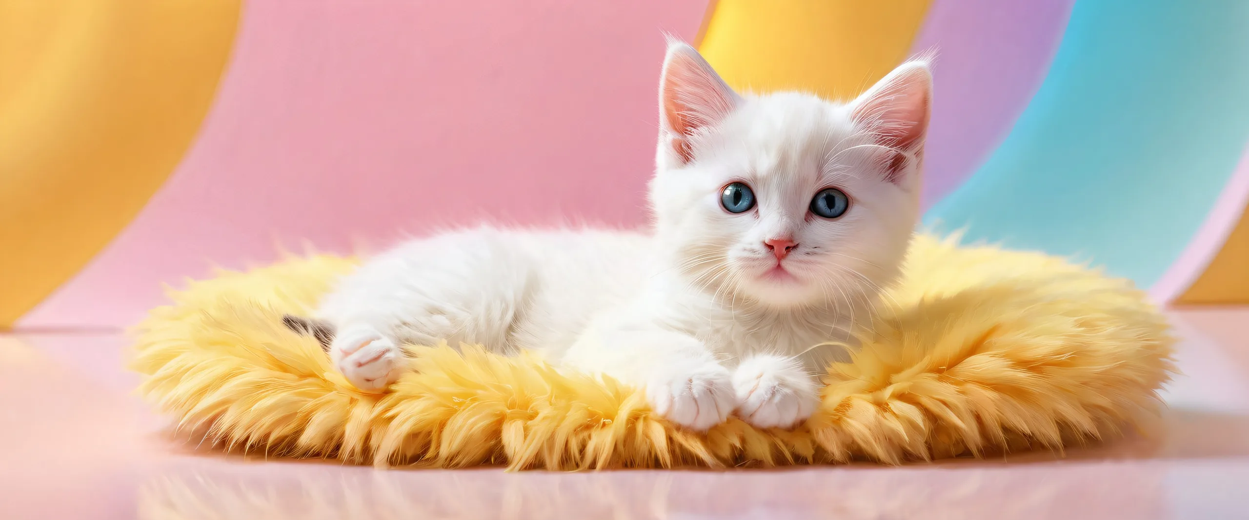A serene desktop scene featuring a fluffy kitten in a pristine void with ethereal lighting and photorealistic background, perfect for your Desktop/PC.