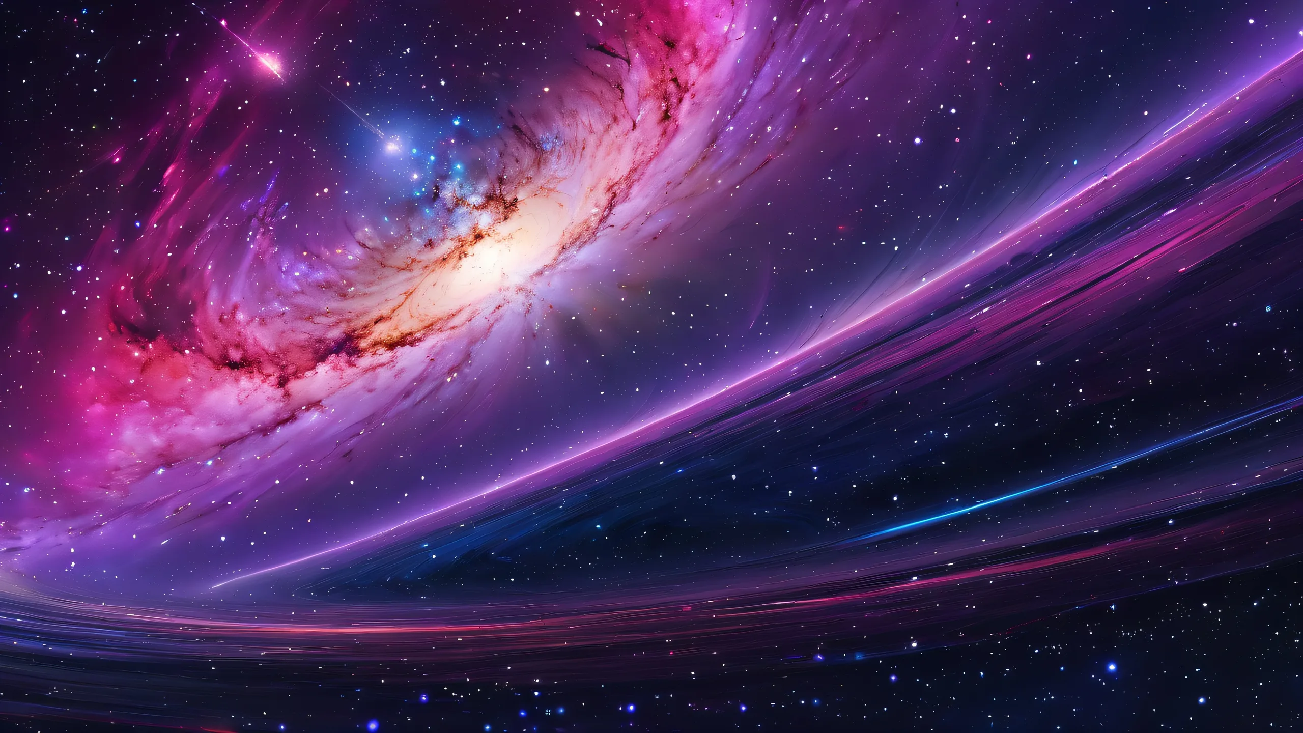 Epic Galactic Abyss Elegance Desktop Wallpaper Cosmic desktop scene with a vast, dark galaxy and subtle gradient effects on a pristine background for Desktop/PC
