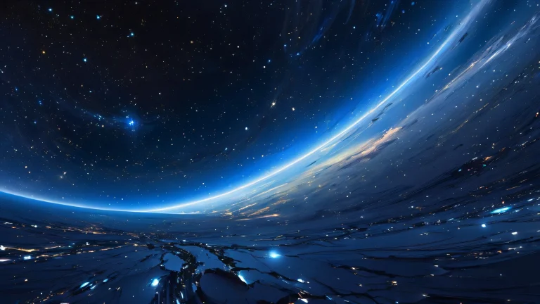 A serene and awe-inspiring desktop background featuring a vast, starry galaxy on a Dark Blue background, perfect for your PC or Desktop.