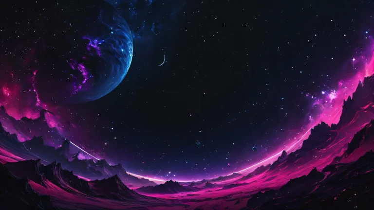 A stunning cosmic desktop wallpaper of deep space with a sleek dark mode aesthetic, perfect for your Desktop/PC.