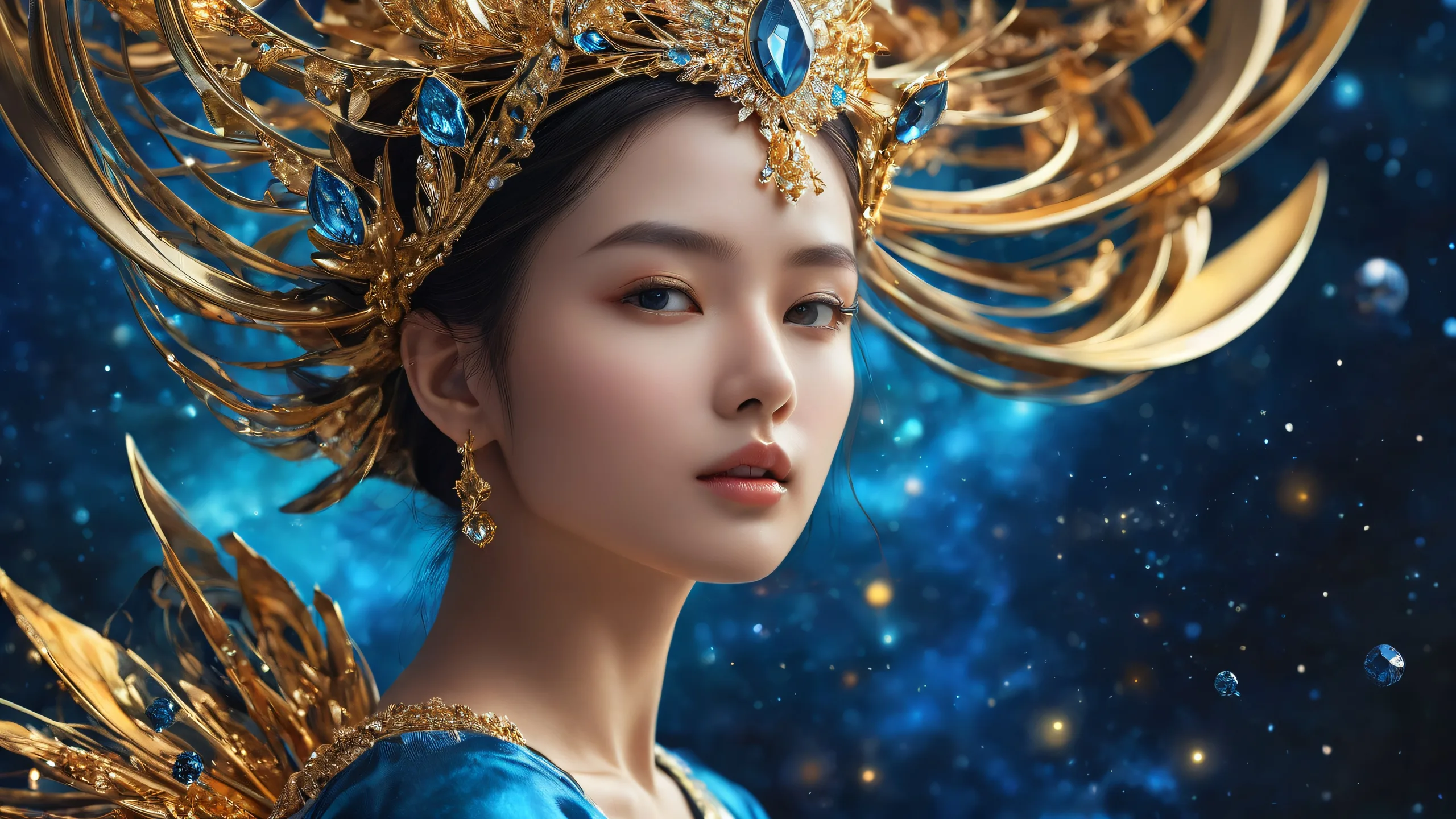 A serene desktop background featuring a woman amidst a vast, pure void with extreme depth of field, perfect for your PC or Desktop.