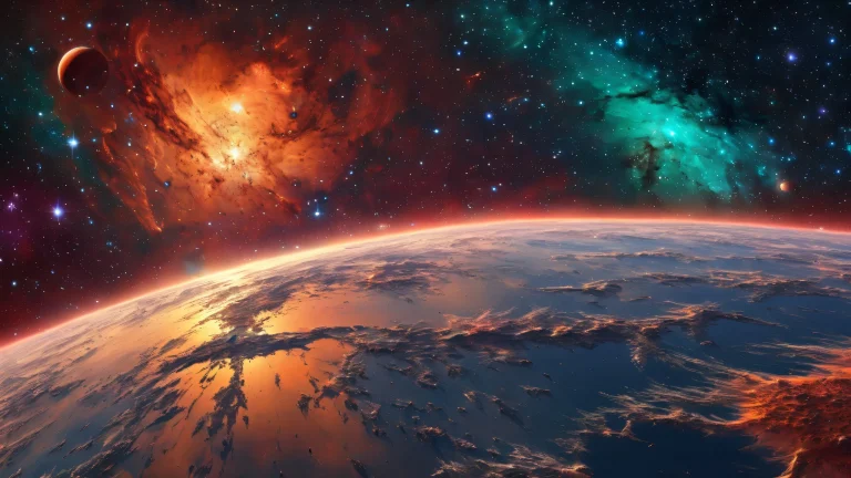 A breathtaking desktop wallpaper of the Galactic Center, suitable for Desktop/PC. Perfectly clean and vast, this celestial landscape features extreme depth of field, award-winning digital art, and radiant brilliant colors.