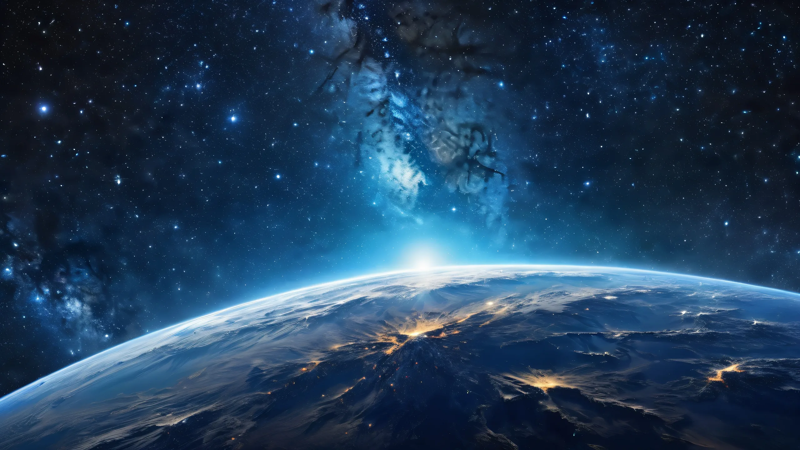 A breathtaking desktop wallpaper of the galaxy on a pure void, showcasing star-studded darkness and celestial bodies for Desktop/PC.