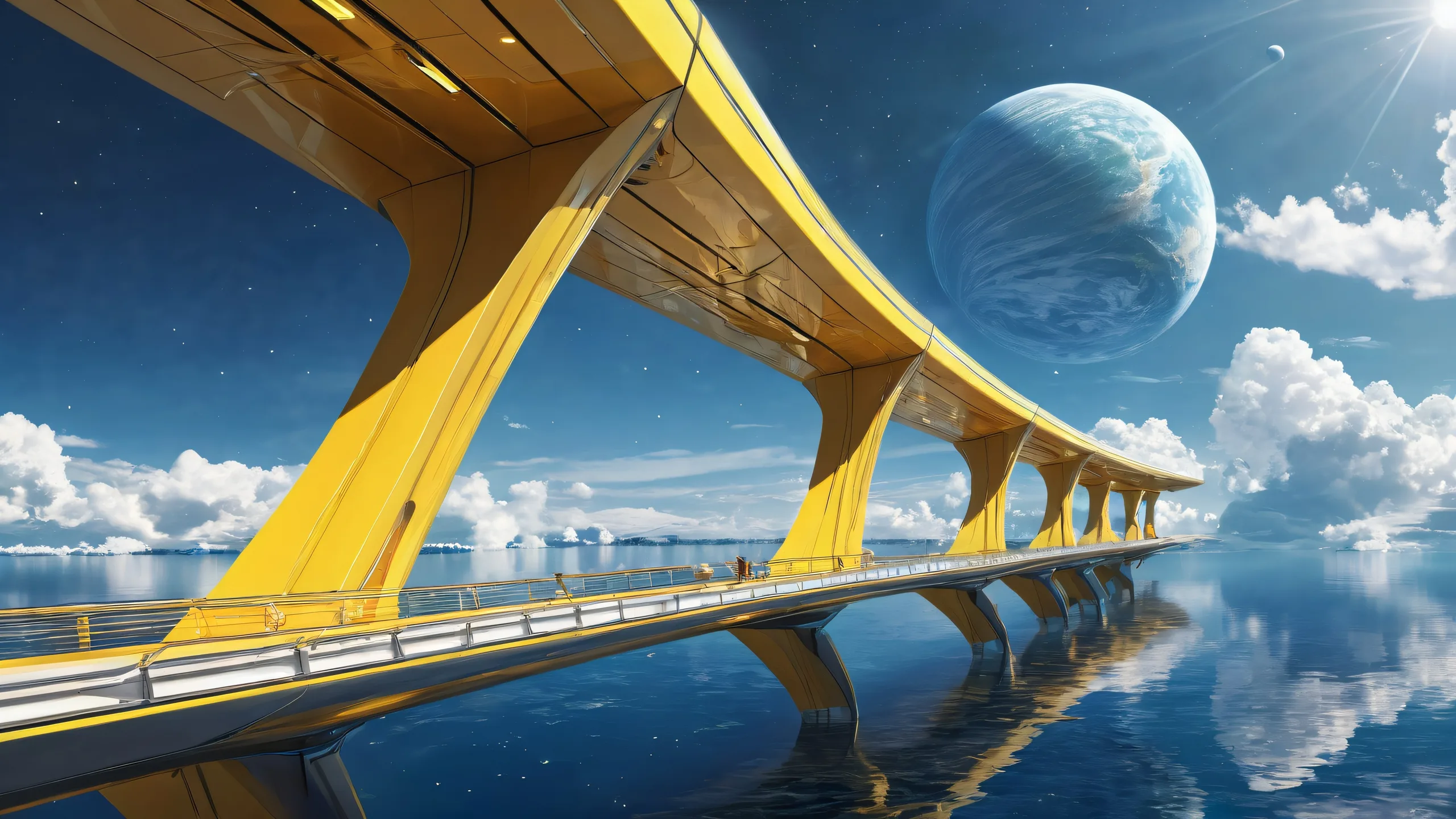 A futuristic Starship Bridge on a pristine void desktop background for PC or laptop.