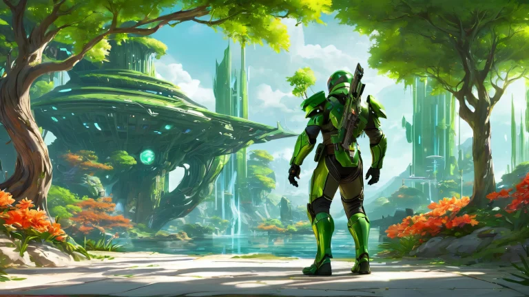 Ethereal desktop scene with video game characters in a vast pure void, adequado para uso em desktop/PC.