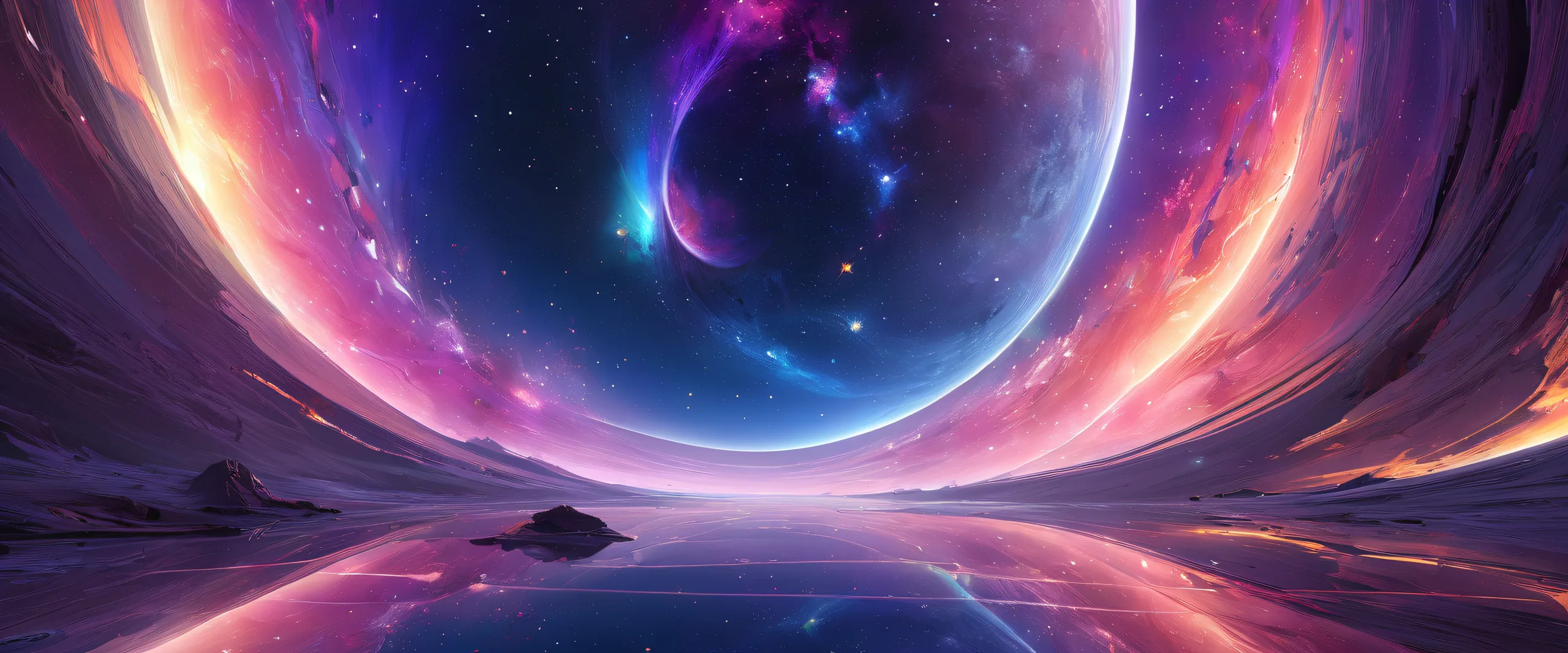 A stunning desktop wallpaper featuring a galactic portal on a pure void, perfect for PC or Desktop use.