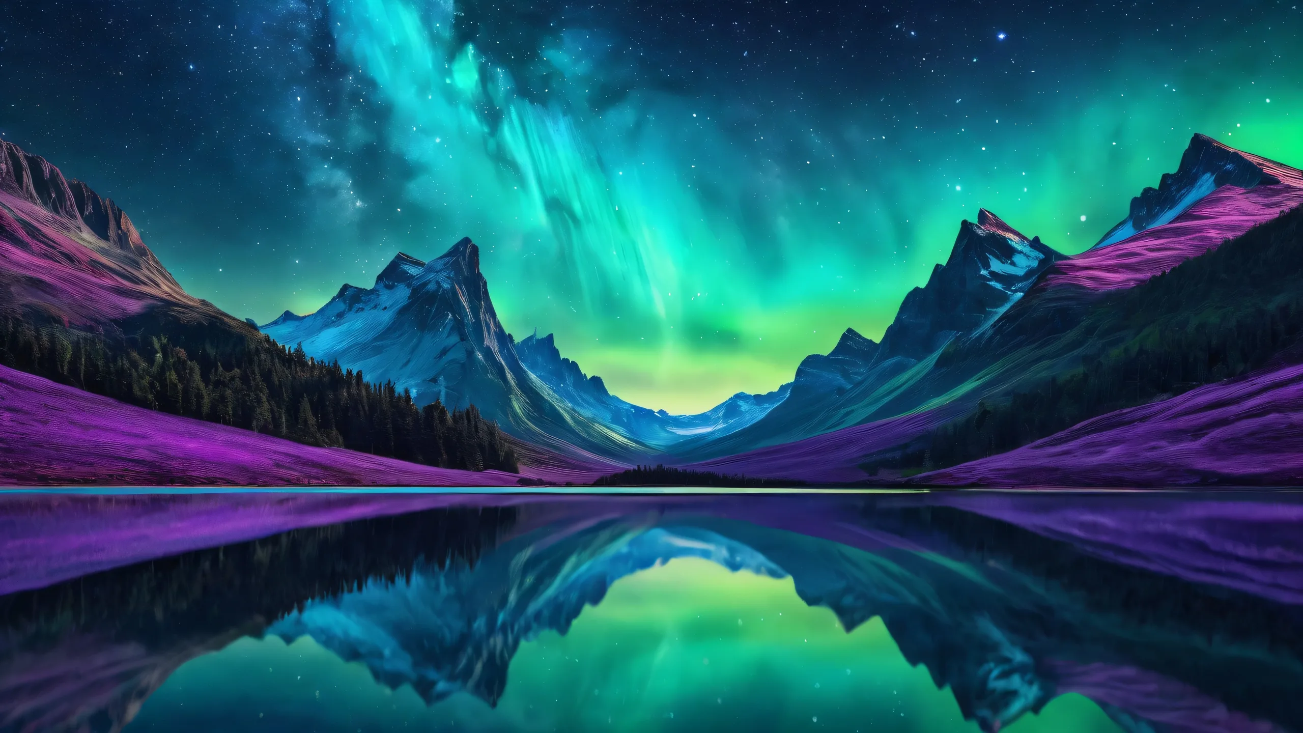 Stunning cosmic desktop wallpaper of a perfectly clean galaxy on a Desktop/PC with brilliant colors and ethereal lighting.