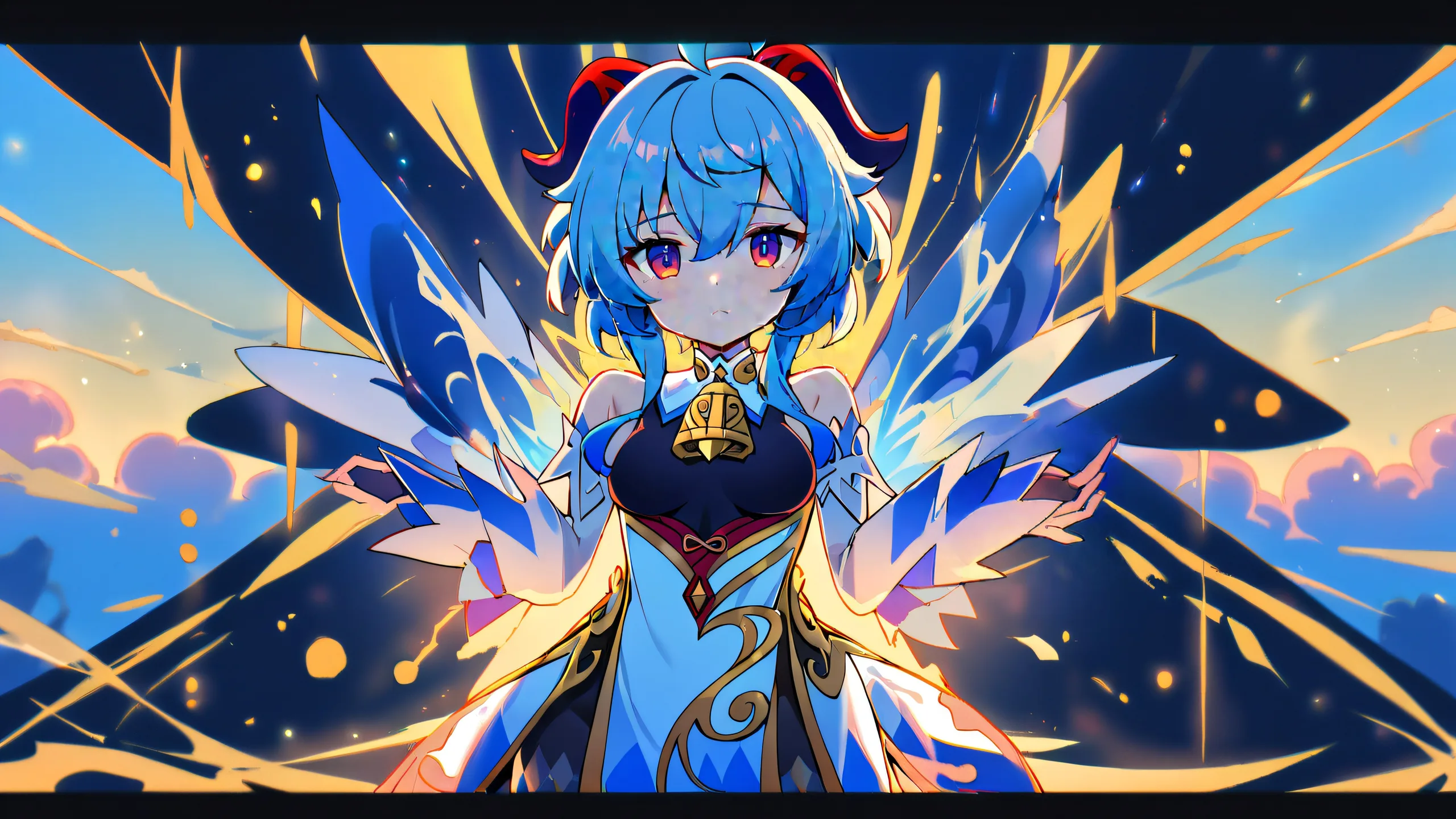 A serene Ganyu gazes into the abyssal depths of a bright and airy, cinematicly lit desktop void.