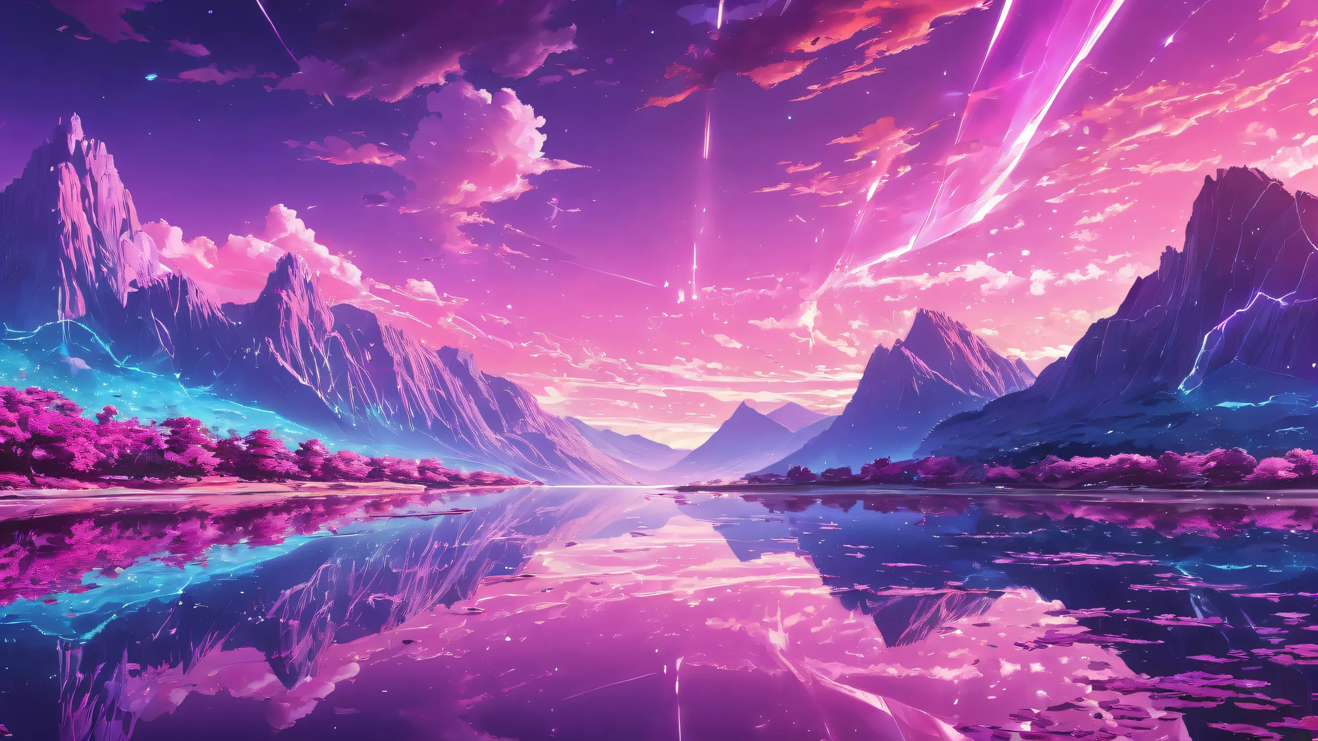 Gasai Yuno surrounded by a desktop void with radiant lighting and futuristic ambiance on a computer or PC
