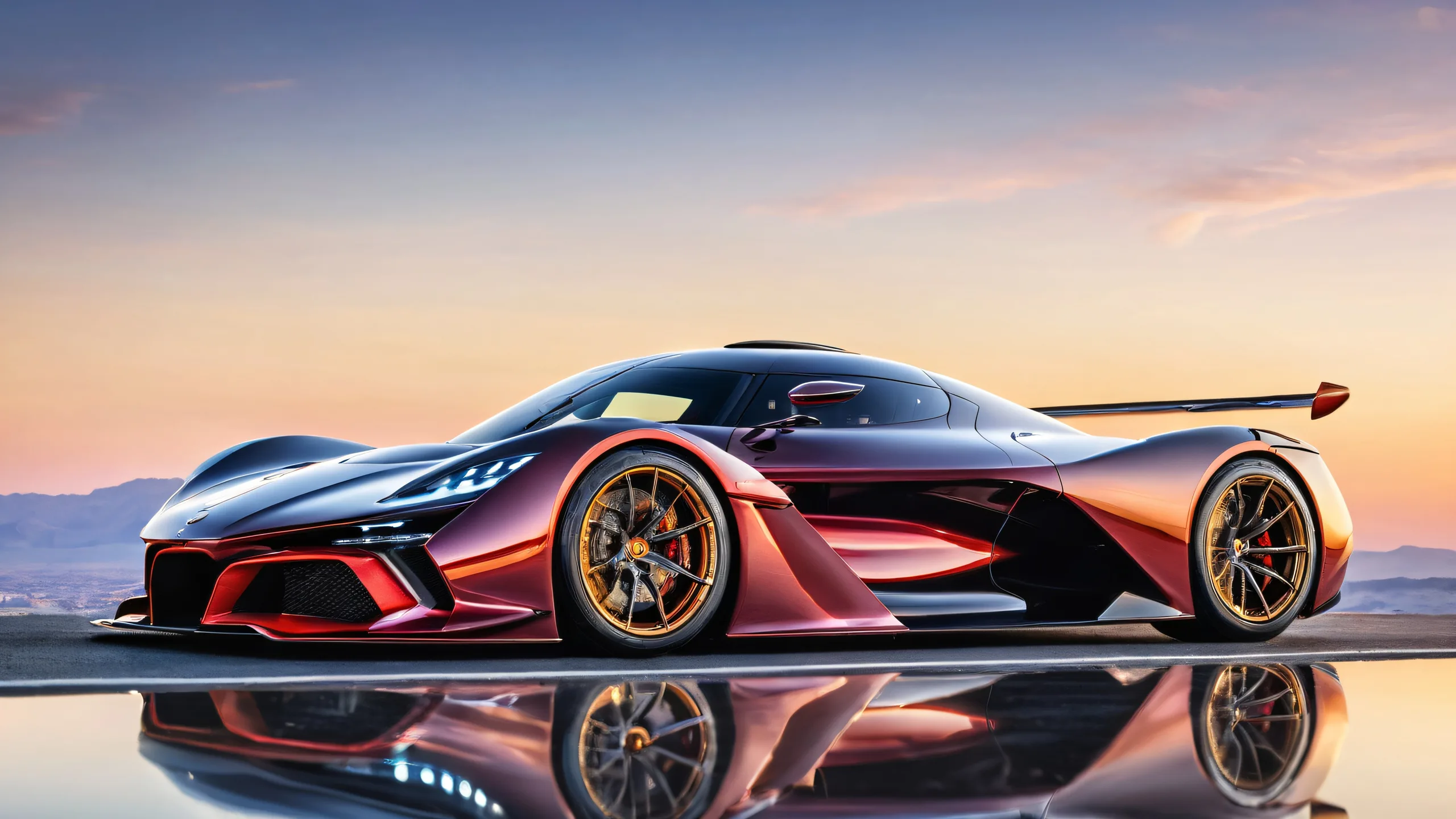 A desktop wallpaper featuring the Genesis GMR-001 Hypercar set against a pure void with subtle reflection, perfect for your Desktop/PC.