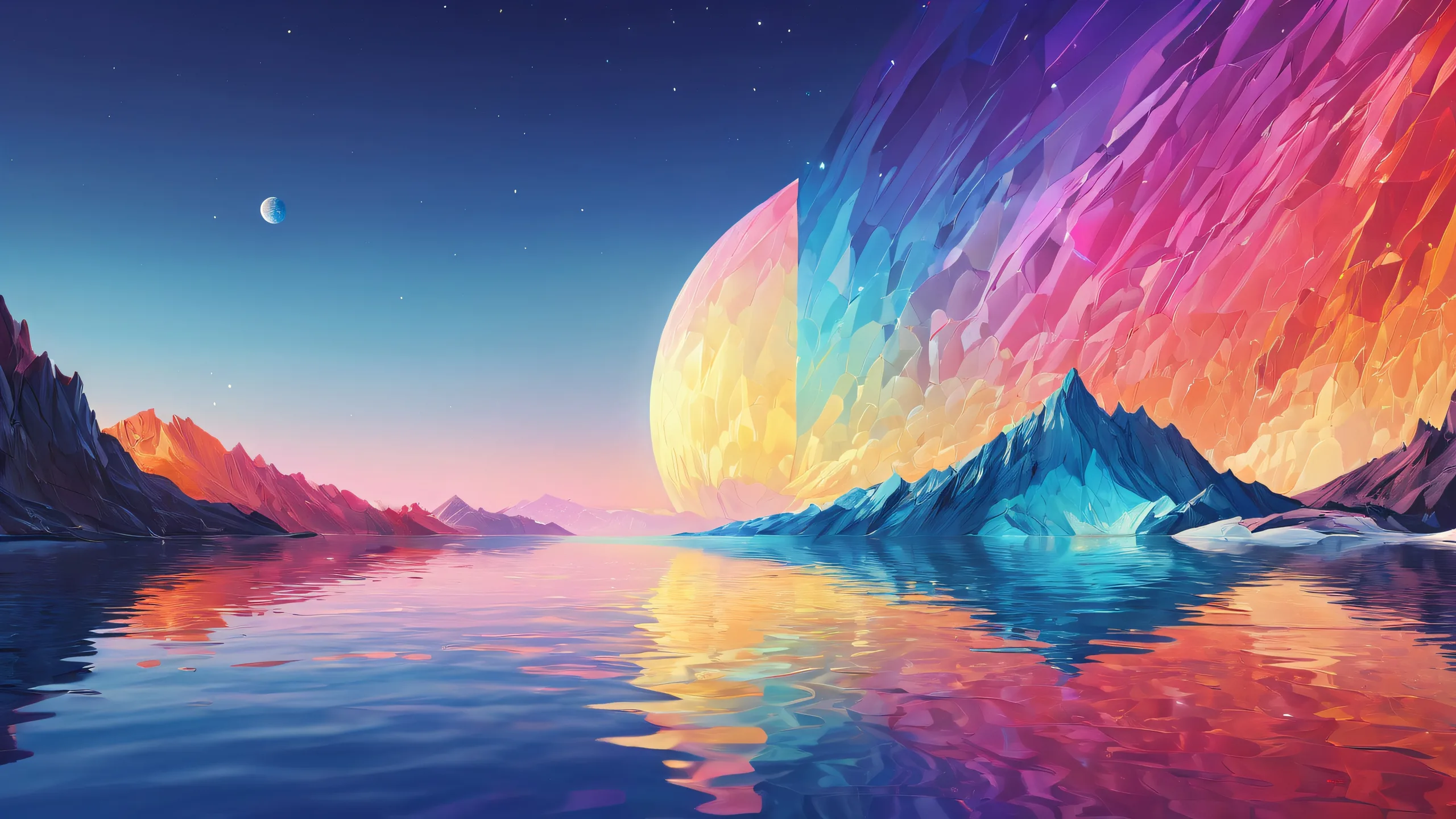 A stunning desktop wallpaper featuring the Genesis GMR-001 in a vast pure void, with brilliant colors and ray-traced reflections. Perfect for desktops/PCs.