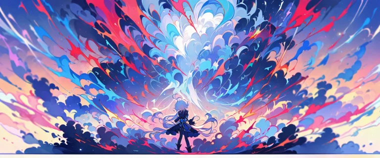 A beautifully illustrated anime scene featuring Furina from Genshin Impact on a perfectly clean vast pure void, suitable for Desktop/PC.