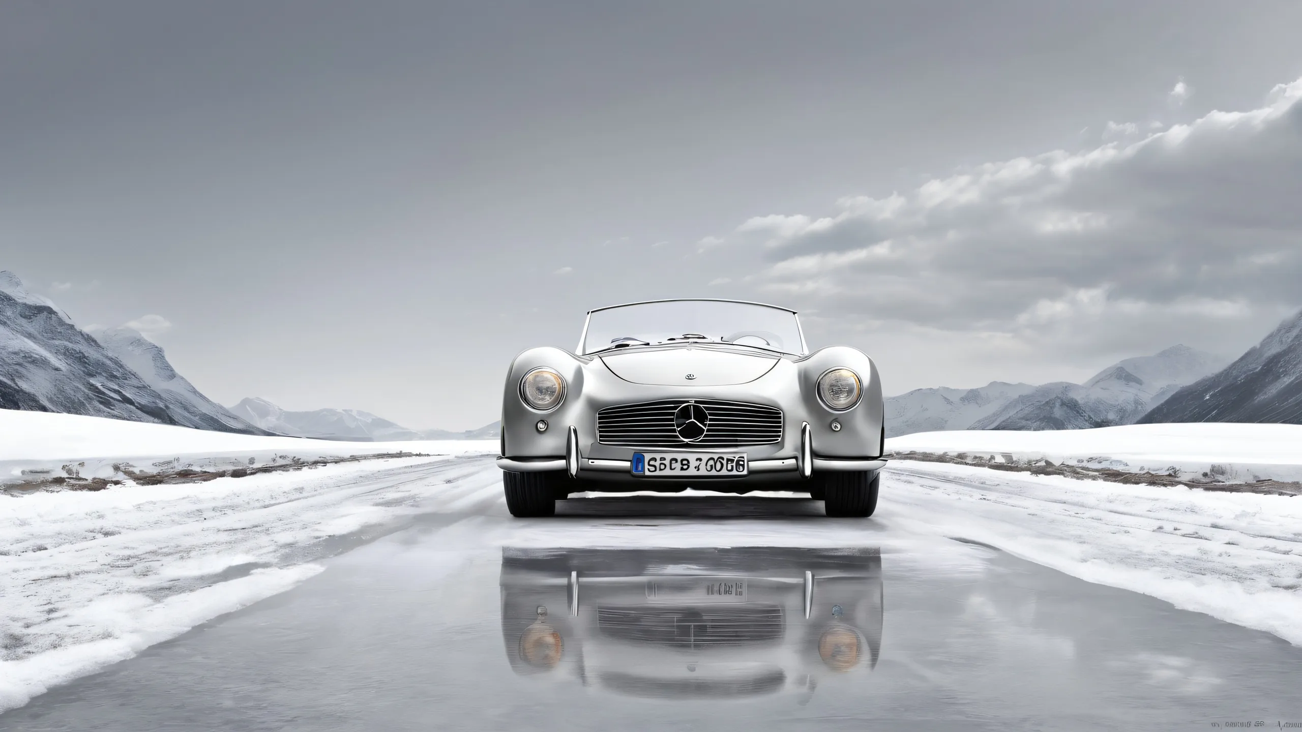 4K German Precision Meets Ethereal Skies Desktop BackgroundPerfekt für Ihren Desktop oder PC A stunning German vehicle frontal view on a pure void background with a radiant sky, perfect for your desktop or PC.