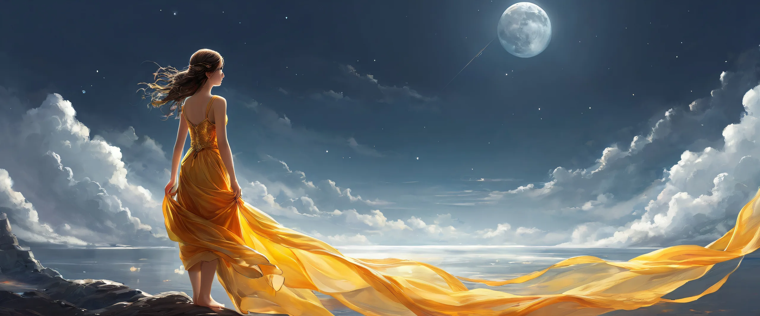 A serene desktop image of a girl amidst a vast pure void, perfect for your PC or Desktop.