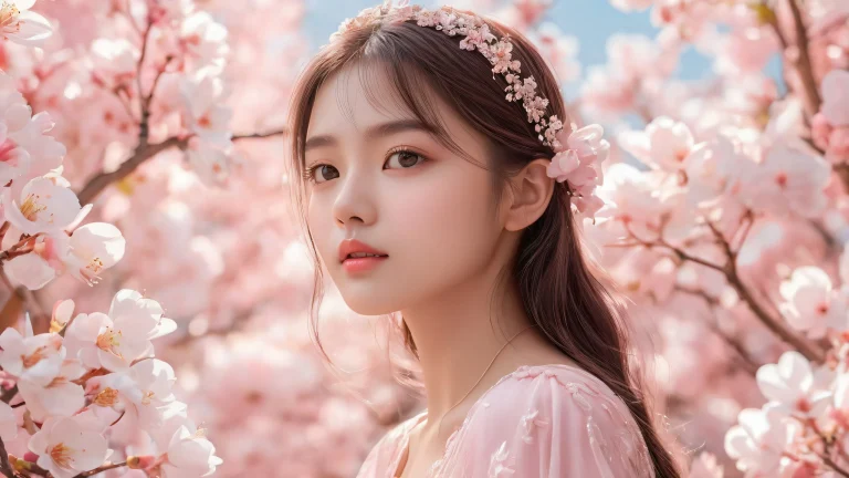 A serene and radiant desktop scene of a girl set against a vast pure void, perfect for any Desktop/PC.