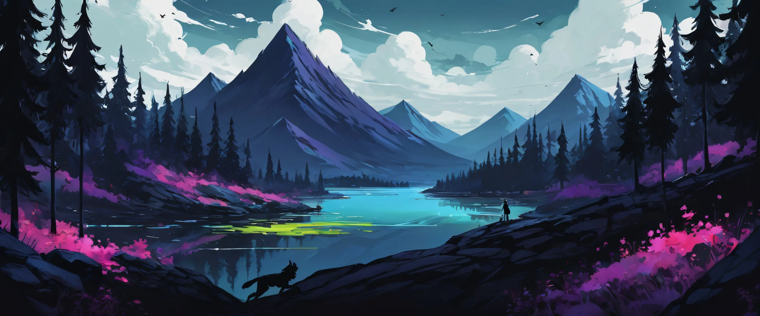 A dark and serene desktop landscape of Deltarune's Githyanki character against a vast, pure void with extreme depth of field. Perfect for use on Desktop/PC.