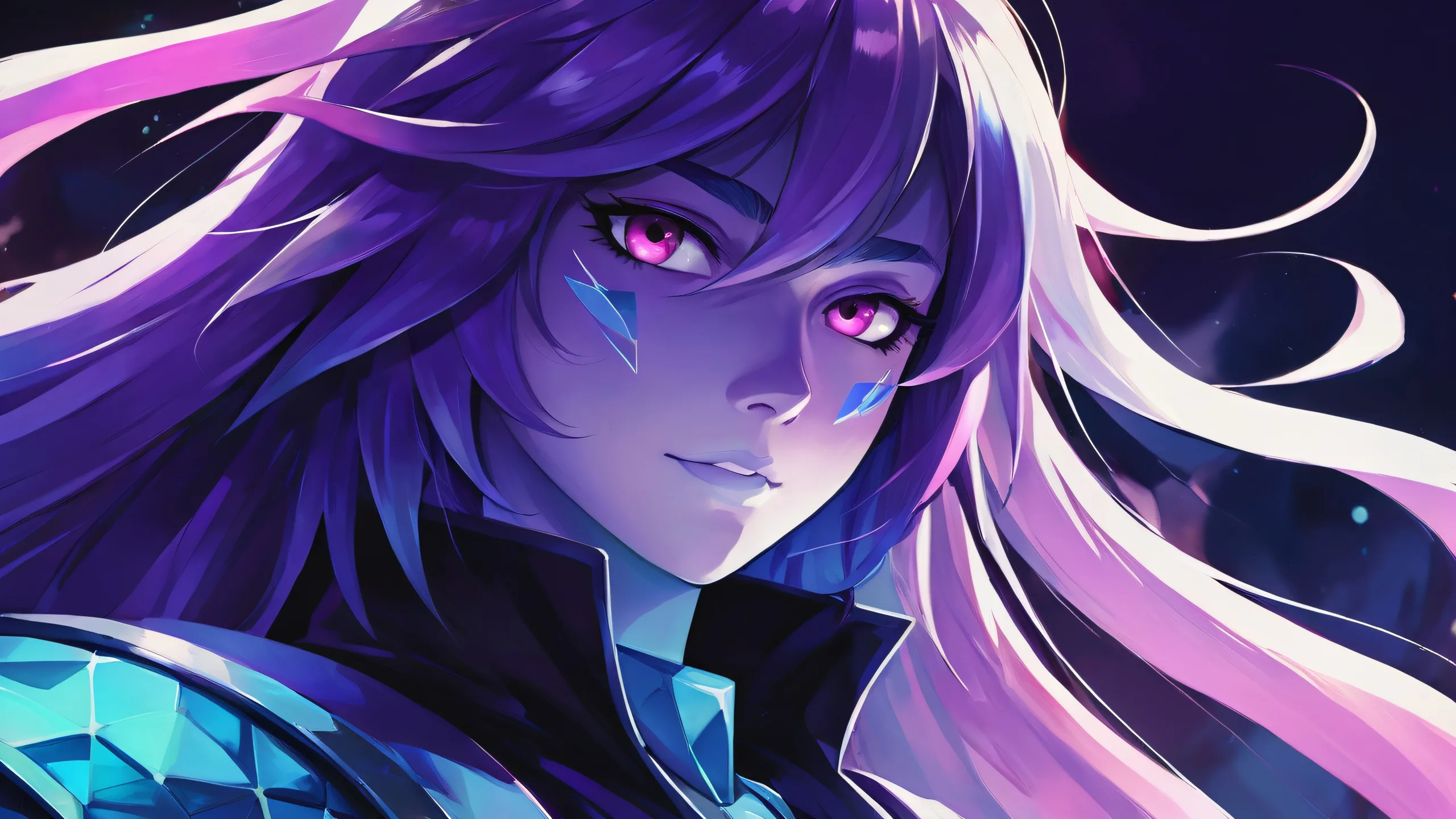 Close-up portrait of Deltarune's Githyanki character on a clean and pure void, ideal for desktop or PC backgrounds.