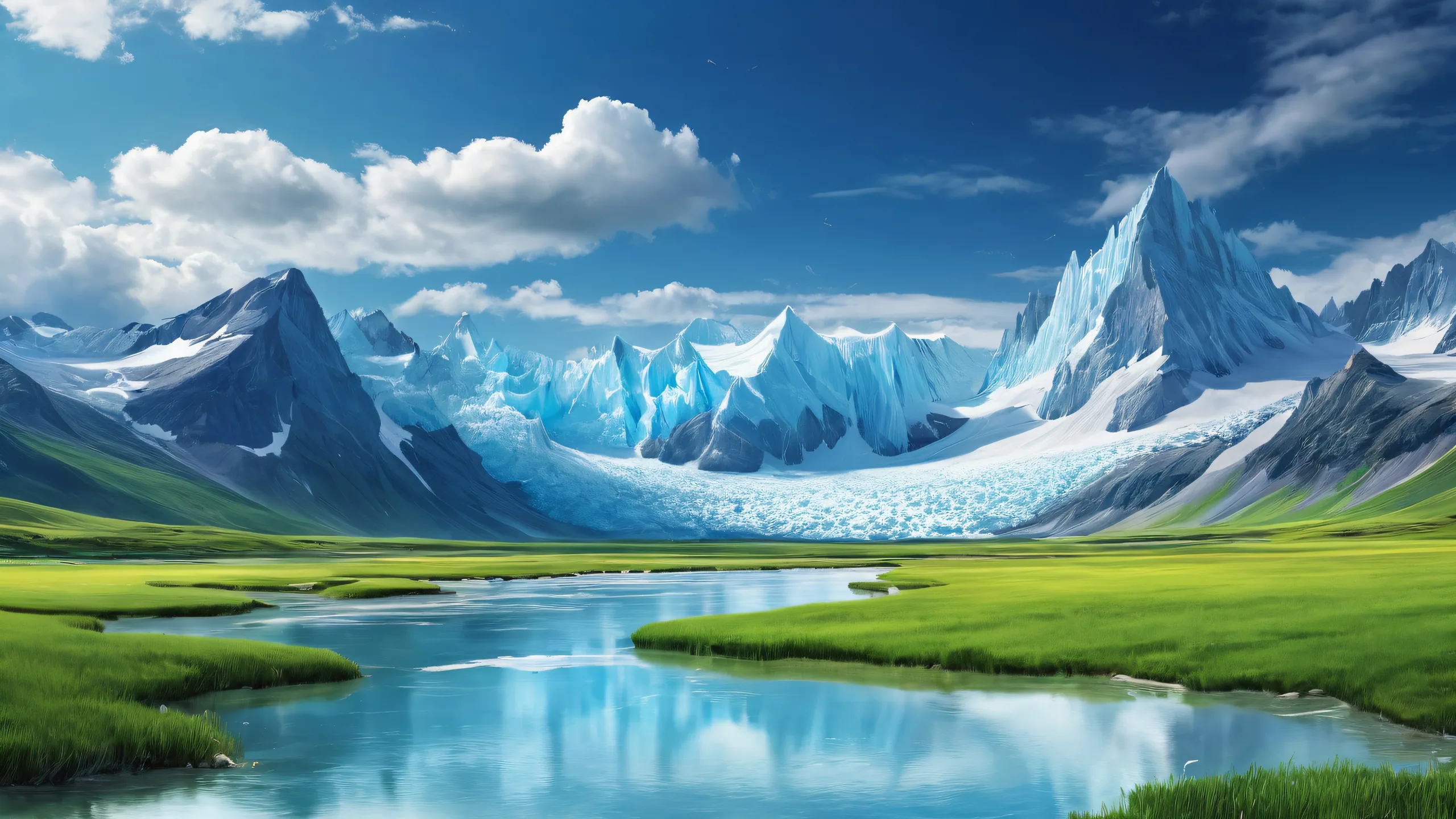 A serene prairie landscape with a distant rainstorm on the desktop/PC.