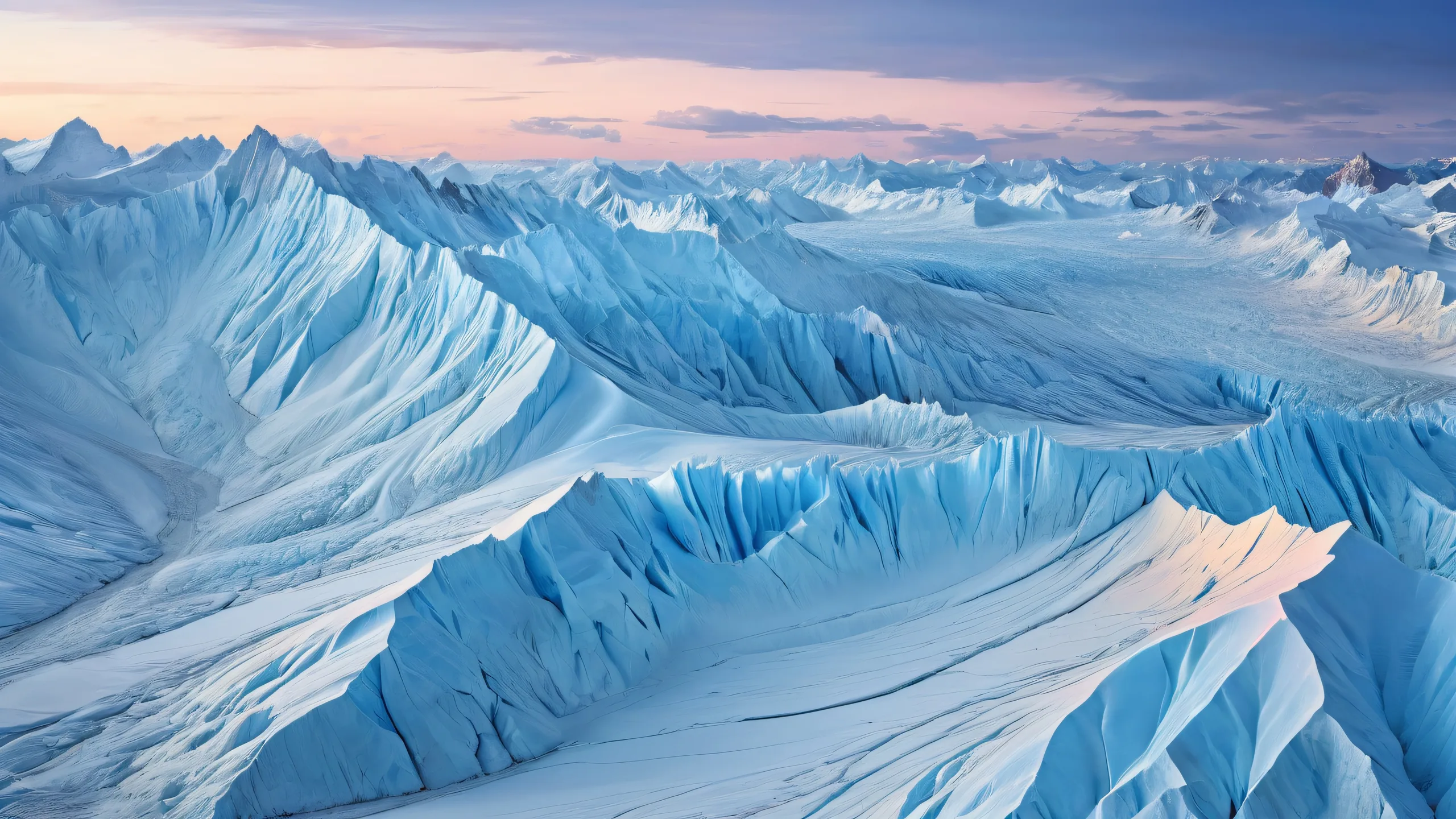 Breathtaking desktop wallpaper of glaciers and prairie at dawn. Ideal for Desktop/PC screens.