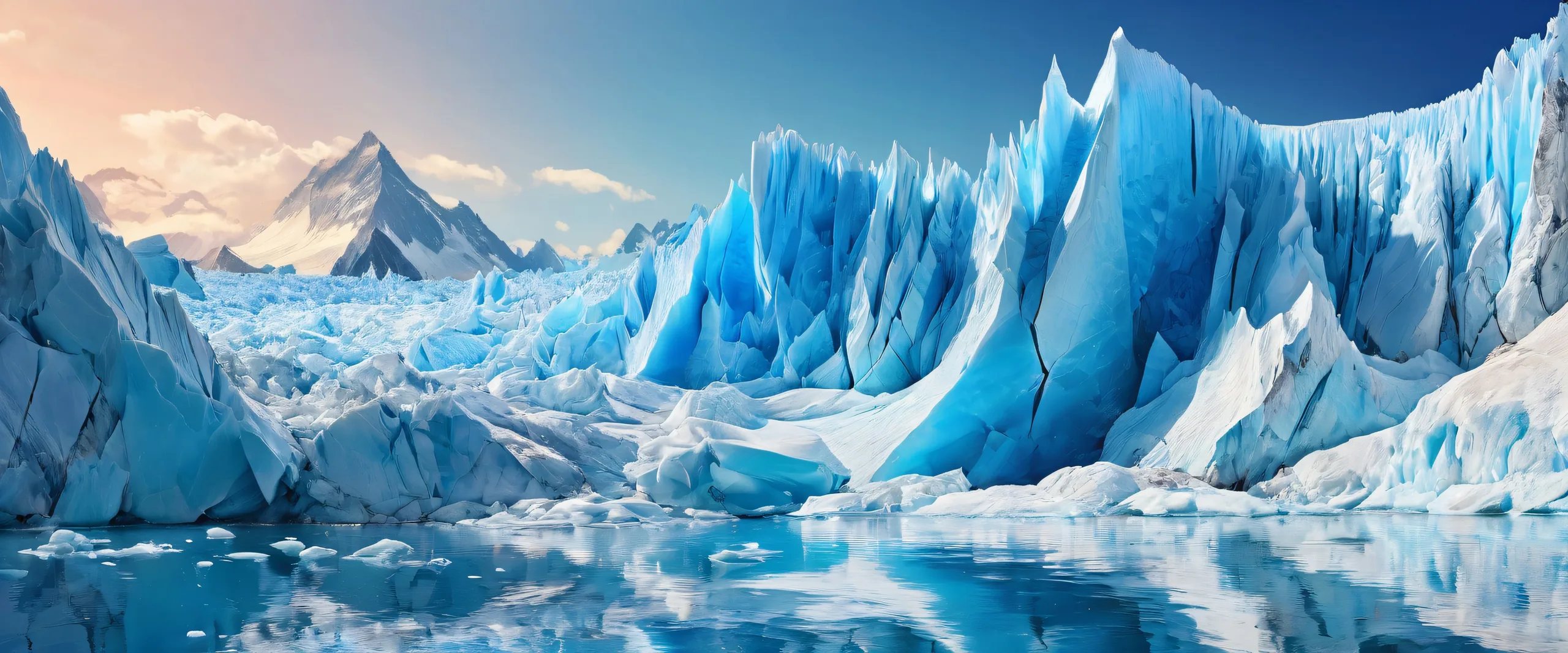 A breathtaking desktop image of glaciers on a pristine pure void, suitable for a Desktop/PC.