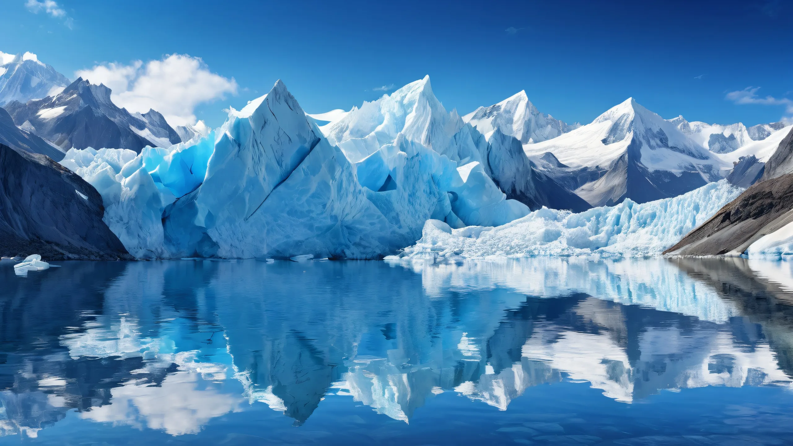 A stunning desktop wallpaper of glaciers on a pure void background, perfect for your Desktop/PC.