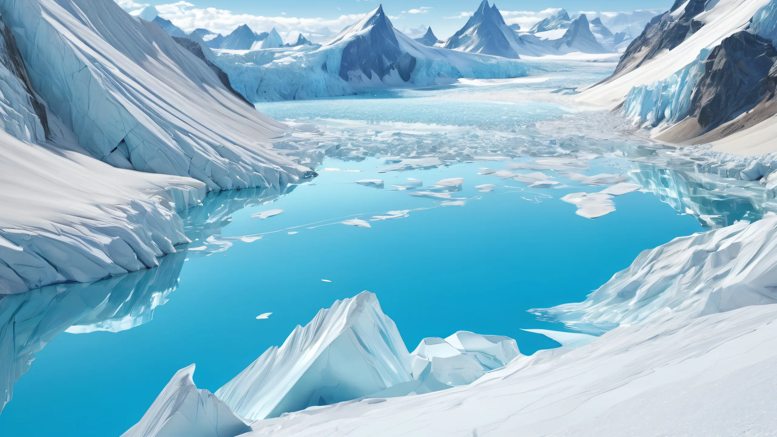 A serene and breathtaking desktop image of a glacier landscape on a clean and pure void background for your Desktop/PC.