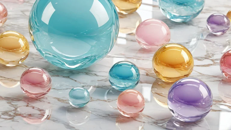 A stunning desktop image featuring a glass marble on a pristine void, parfait pour votre PC ou ordinateur de bureau.