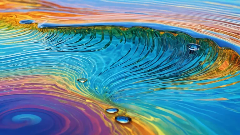 A stunning desktop wallpaper featuring a glass-like void with ripples of water and ethereal lighting, perfect for your PC or Desktop.