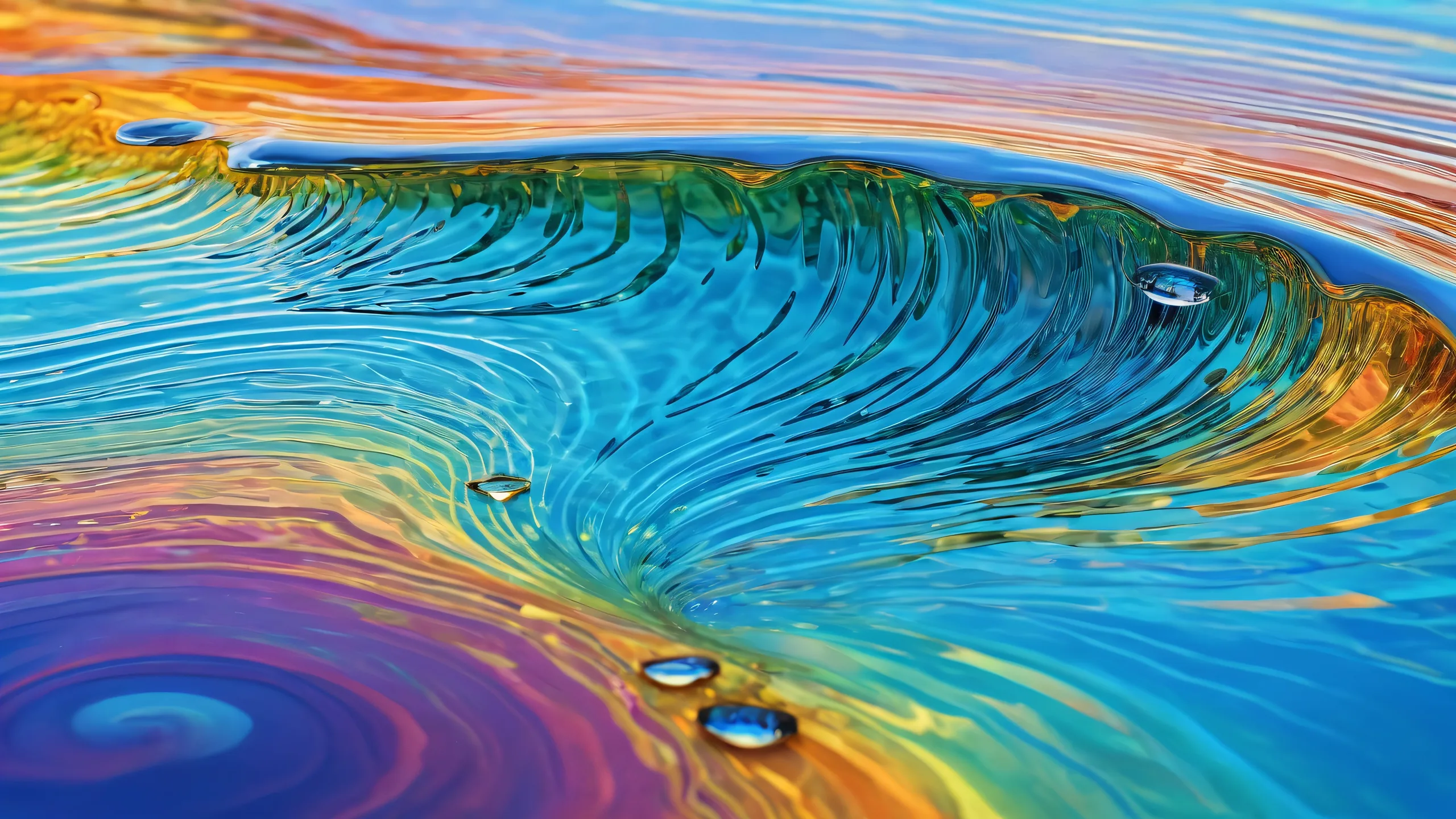 A stunning desktop wallpaper featuring a glass-like void with ripples of water and ethereal lighting, perfect for your PC or Desktop.