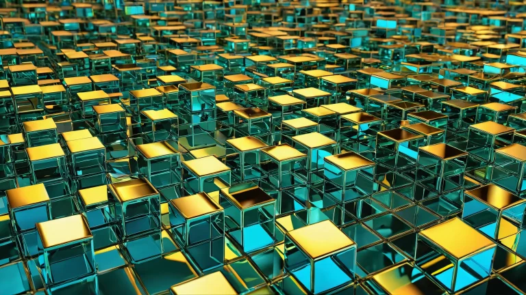 A visually stunning desktop wallpaper of a glass cube on a pristine void background with extreme depth of field and subtle reflections on the surface, suitable for use on Desktop/PC.