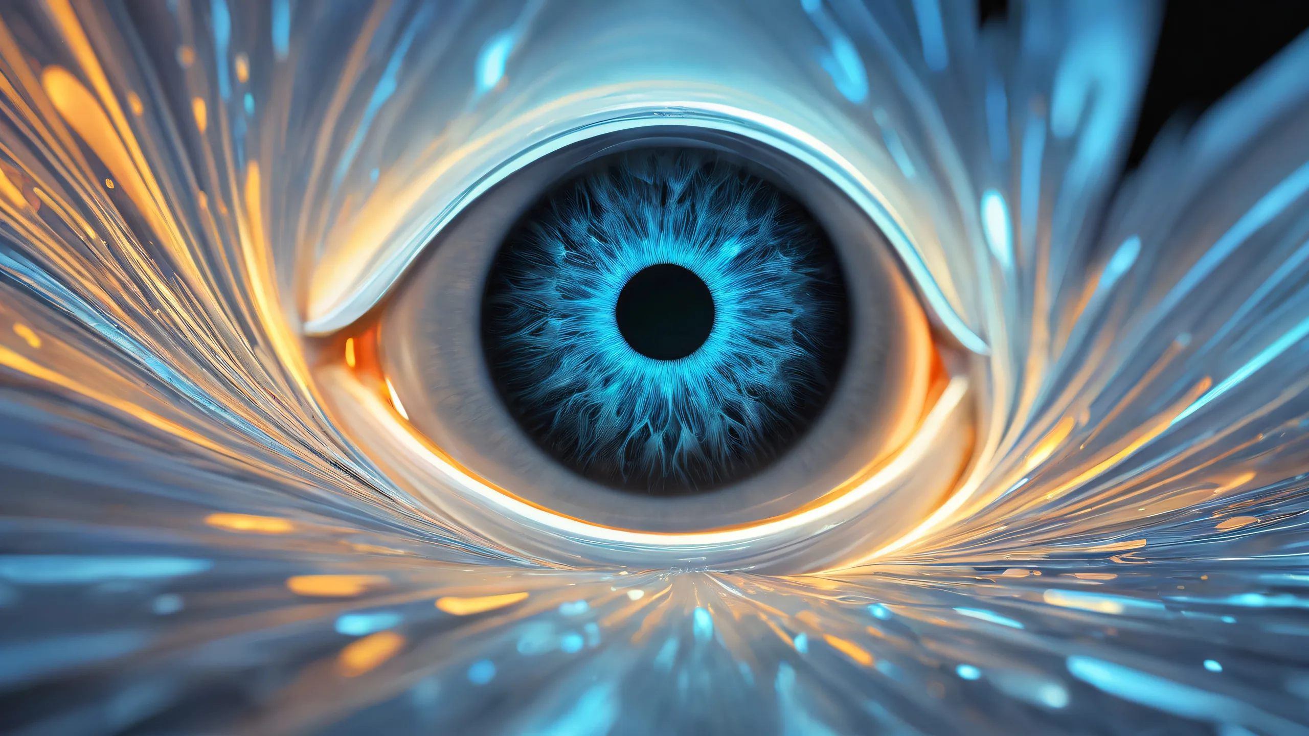 Glowing eyes in a perfectly clean vast pure void on Desktop/PC