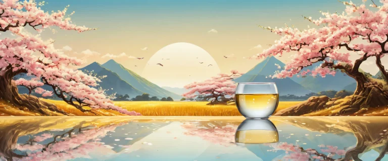 Breathtaking desktop wallpaper of Sake in a pristine void, parfait pour votre ordinateur de bureau/PC.