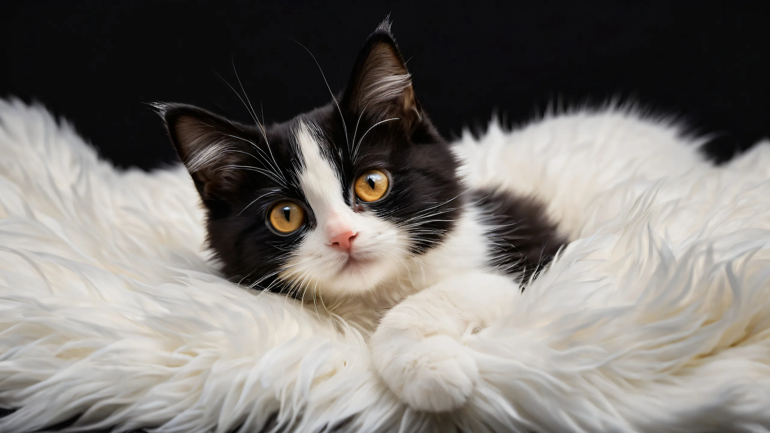 A stunning desktop wallpaper featuring a kitten surrounded by a vast pure void, perfect for use on your Desktop/PC.