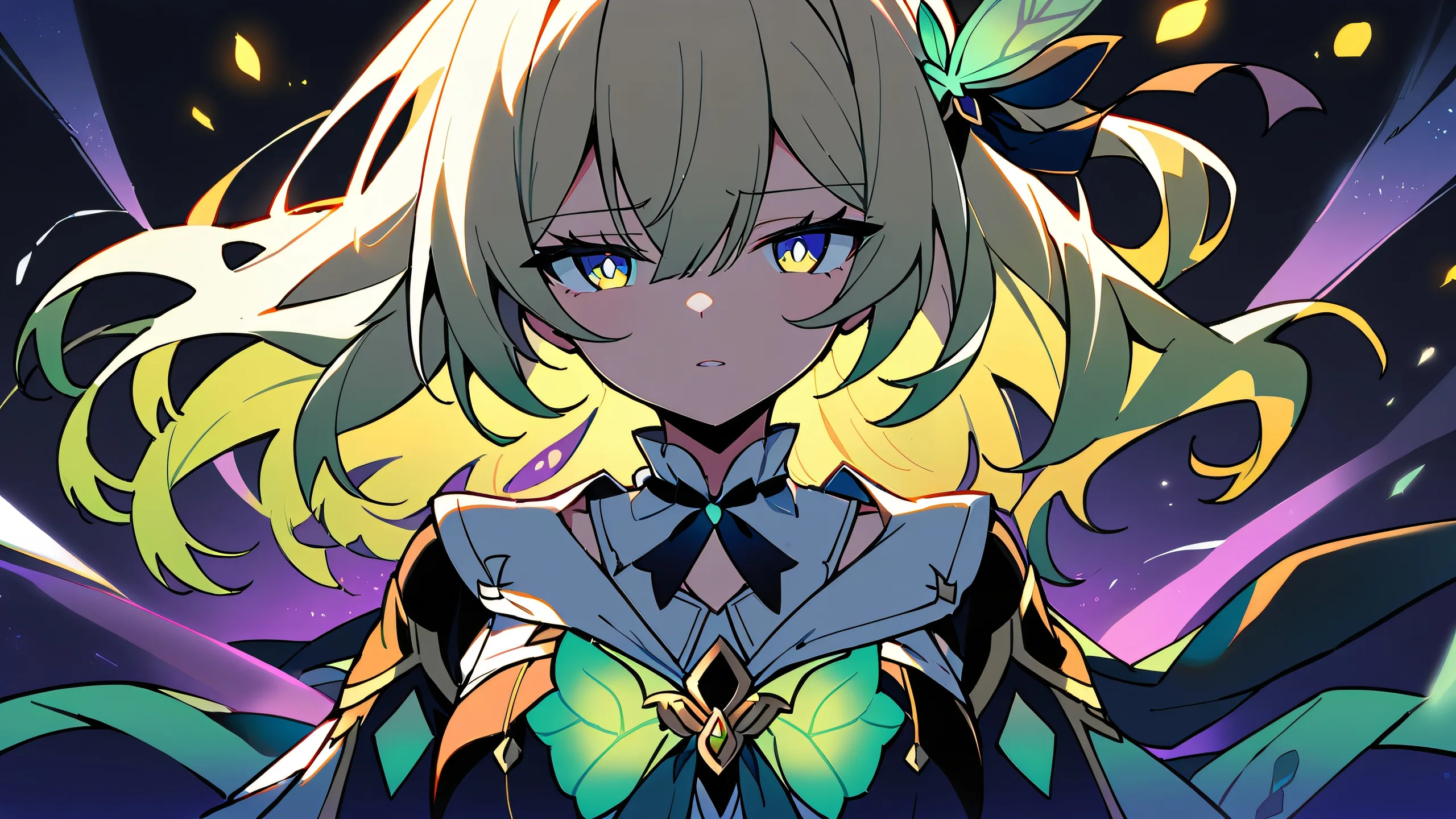 A solo girl from Honkai: Star Rail looks at viewer against a perfectly clean vast pure void with extreme depth of field, ideal for Desktop/PC.