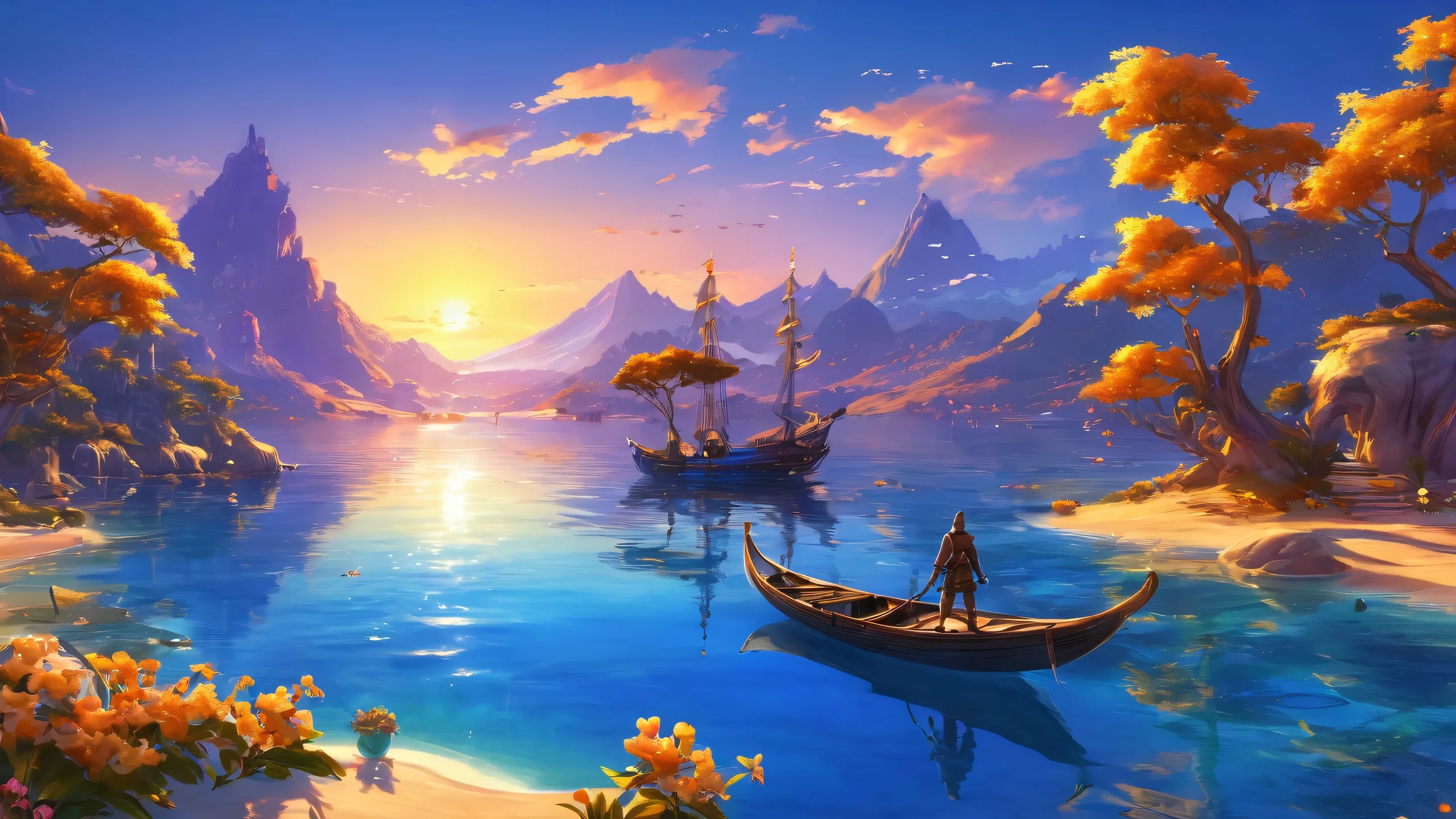 A breathtaking desktop wallpaper featuring video game characters set against a vast pure void with extreme depth of field and ethereal lighting, perfect for your Desktop/PC.