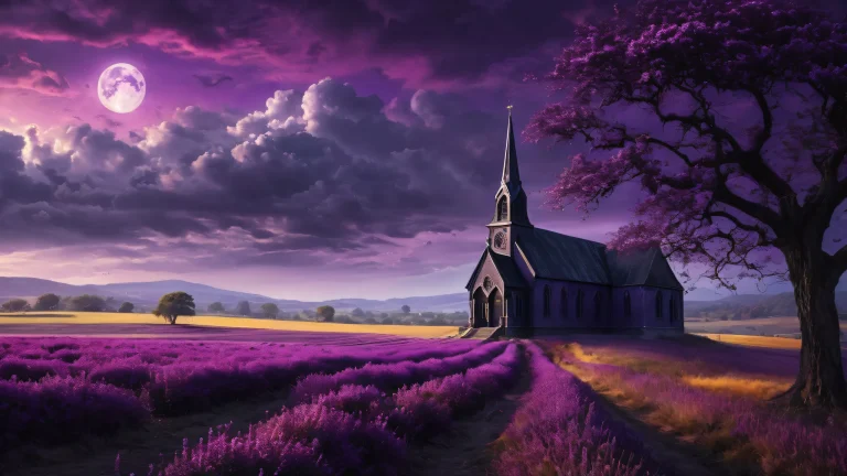 Une belle femme gothique se tient dans un vaste vide pur avec un décor de Los Angeles et une brume violette flottante., parfait pour votre ordinateur de bureau/PC.