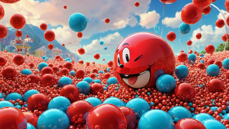 Desktop/PC wallpaper featuring The Amazing World of Gumball in a breathtakingly pure void with radiant, brilliant colors and ray-traced reflections.