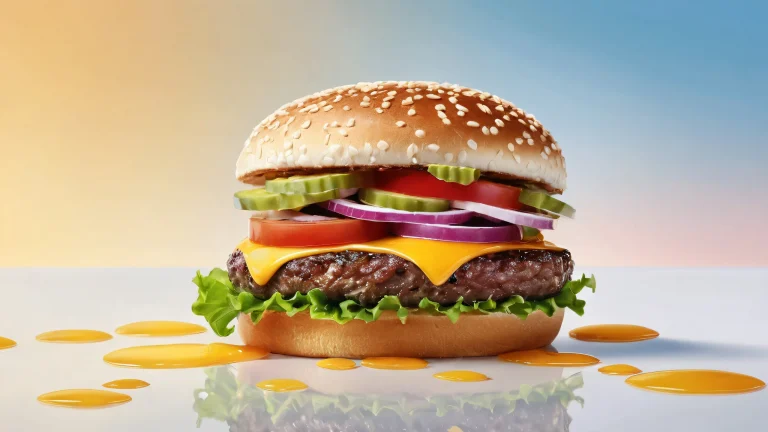 A stunning desktop image of a hamburger in a vast, pure void, perfect for your Desktop/PC