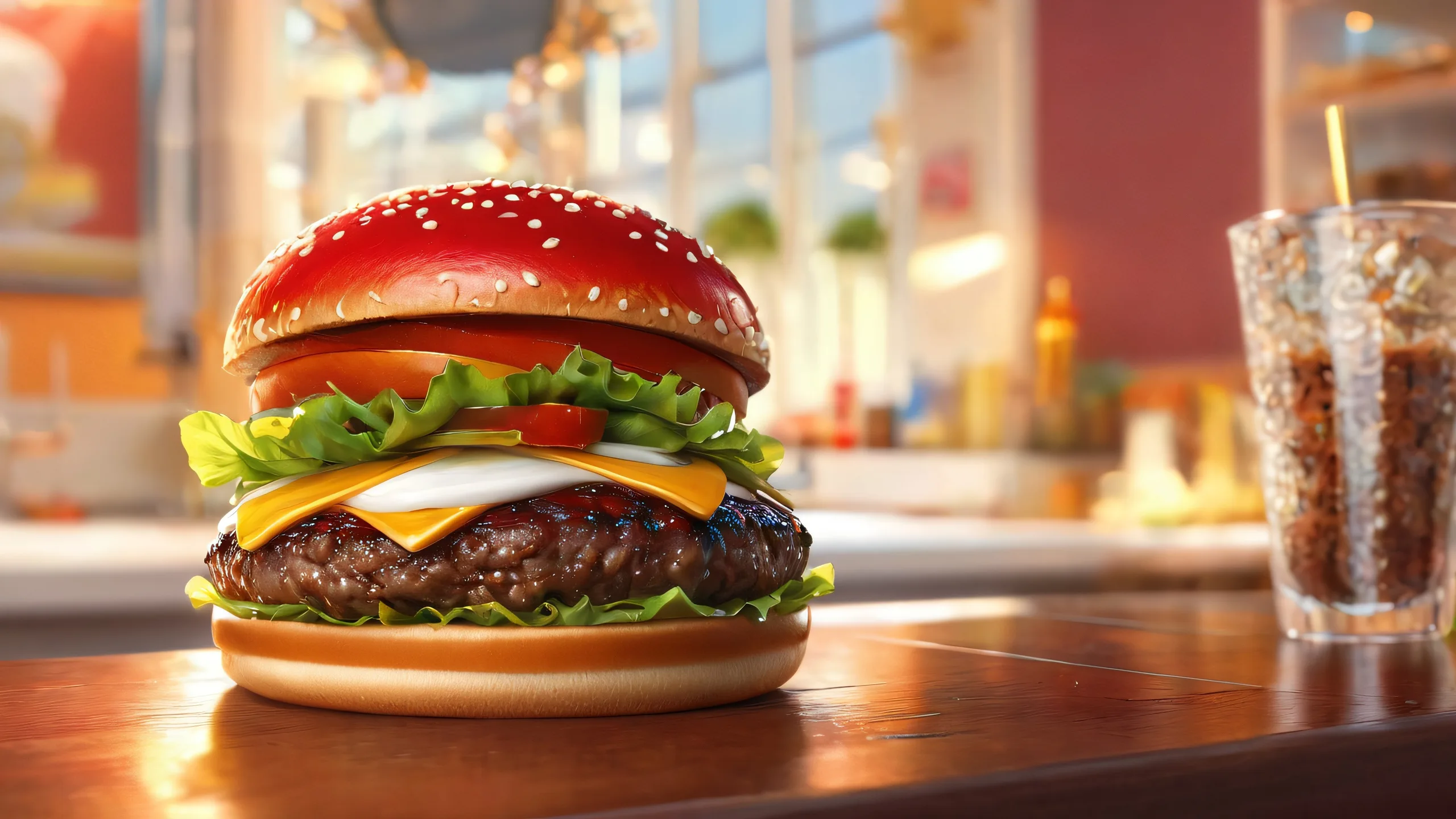 Ethereal Voidscape Masterpiece 4K UHD Wallpaperデスクトップ/PCに最適 A breathtaking desktop wallpaper of Hamburger Woman set against a vast pure void, perfect for your Desktop/PC.